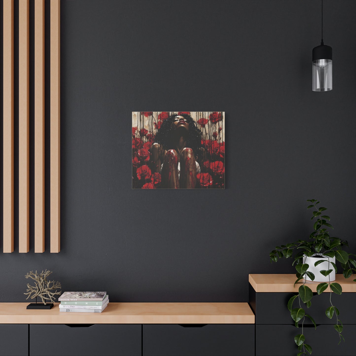 Like A Rose Black Woman Art Canvas Wall Print