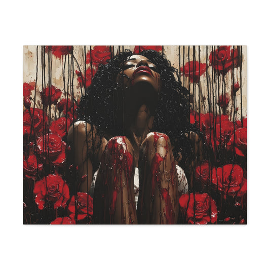 Like A Rose Black Woman Art Canvas Wall Print