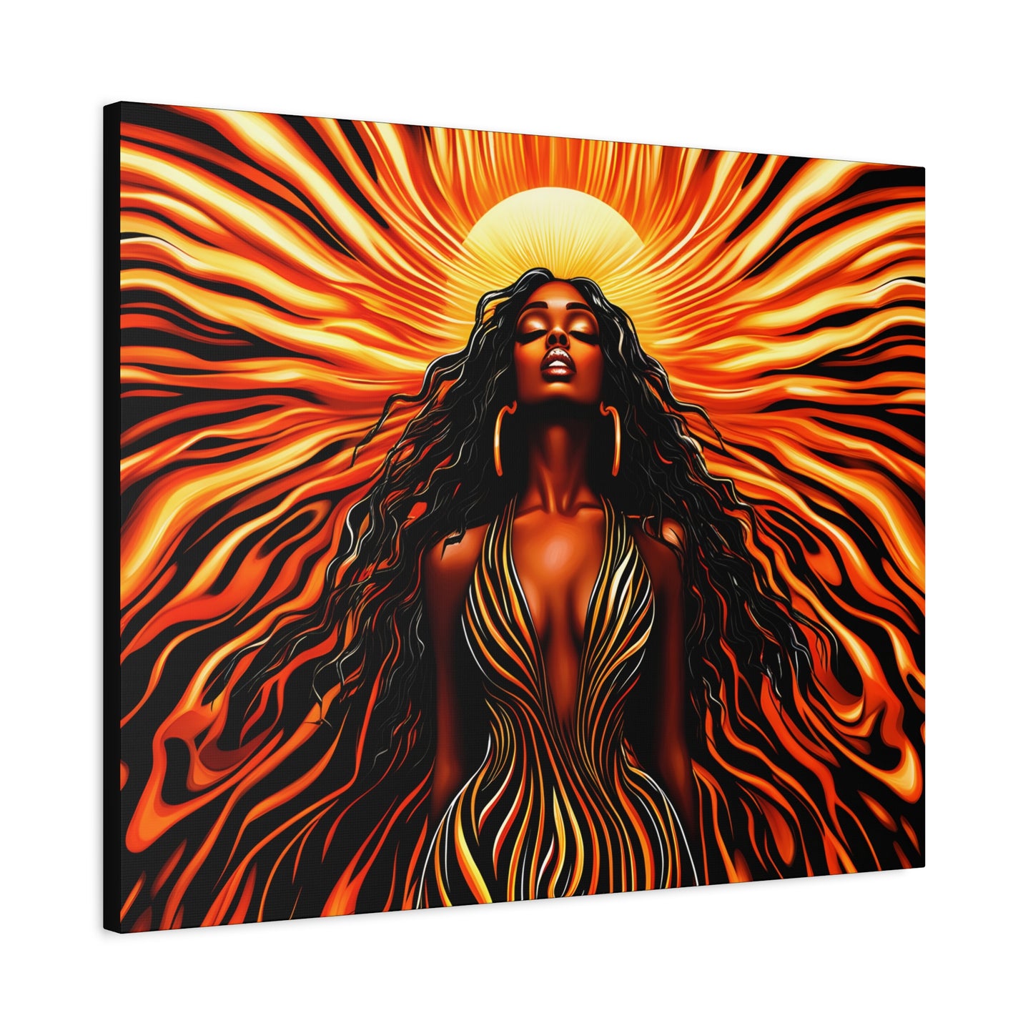 Sunkissed Afrocentric Black Woman Abstract Art Canvas Wall Print
