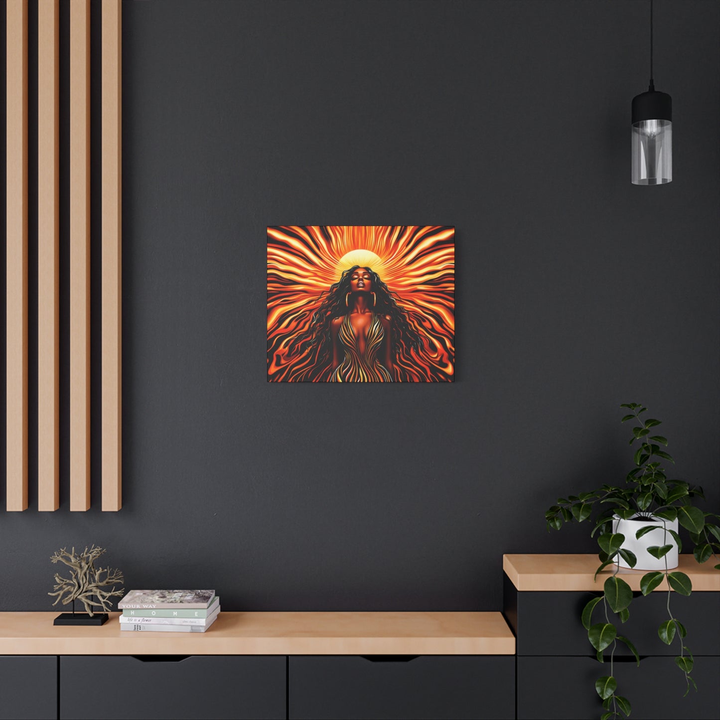 Sunkissed Afrocentric Black Woman Abstract Art Canvas Wall Print