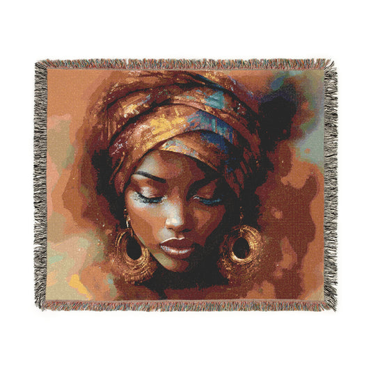 As I Emerge Black Woman Art Woven Throw Blanket