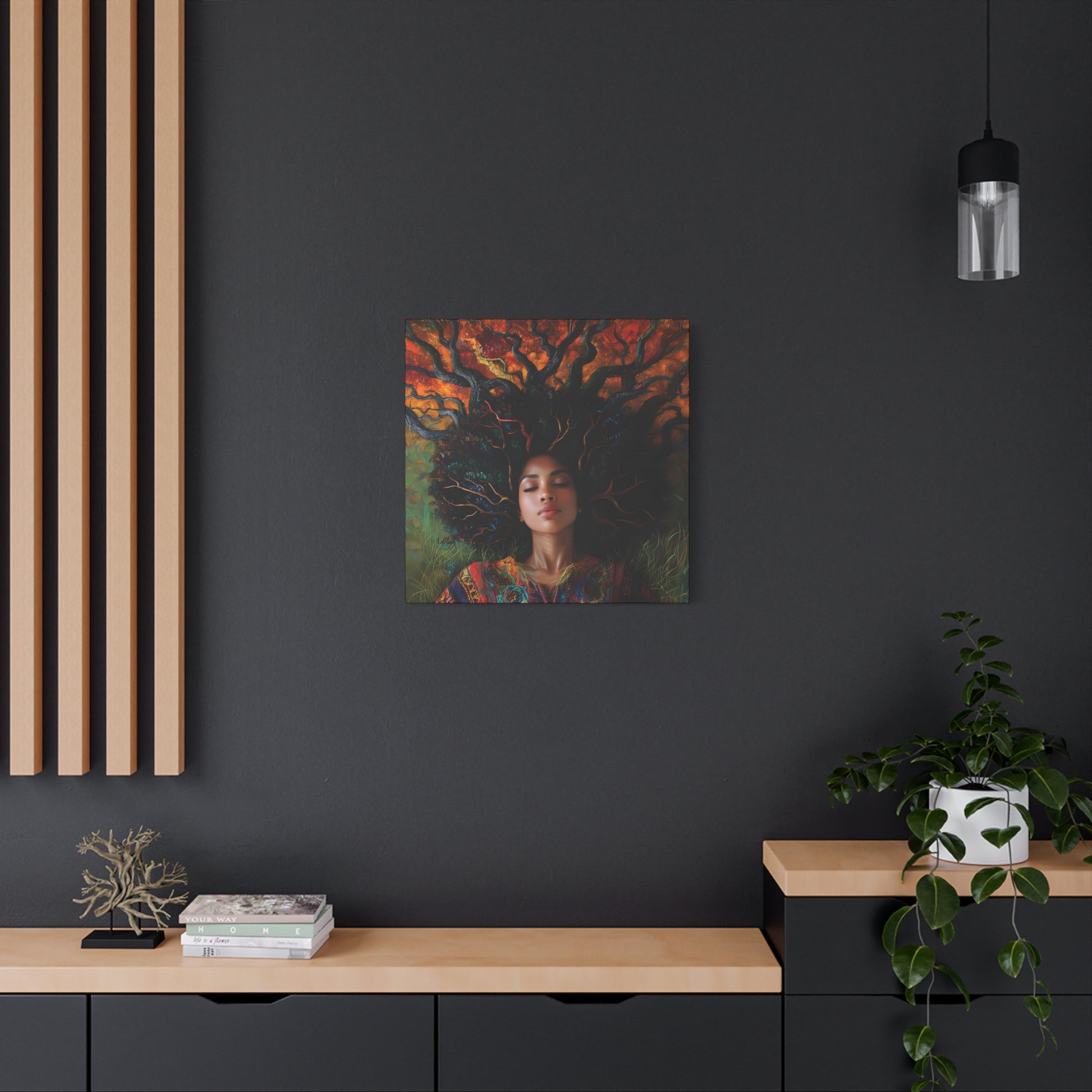 Rooted In My Mind Afrocentric Black Woman Inspirational Spiritual Art Canvas Wall Print - Xtreme Shopper