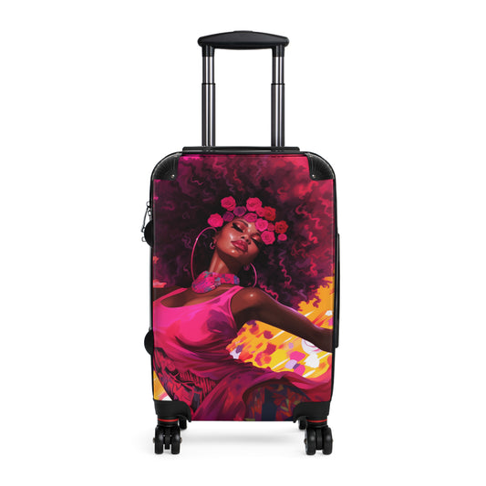 Movements In Pink Black Woman Art Hardshell Hardside Lockable Spinner Suitcase