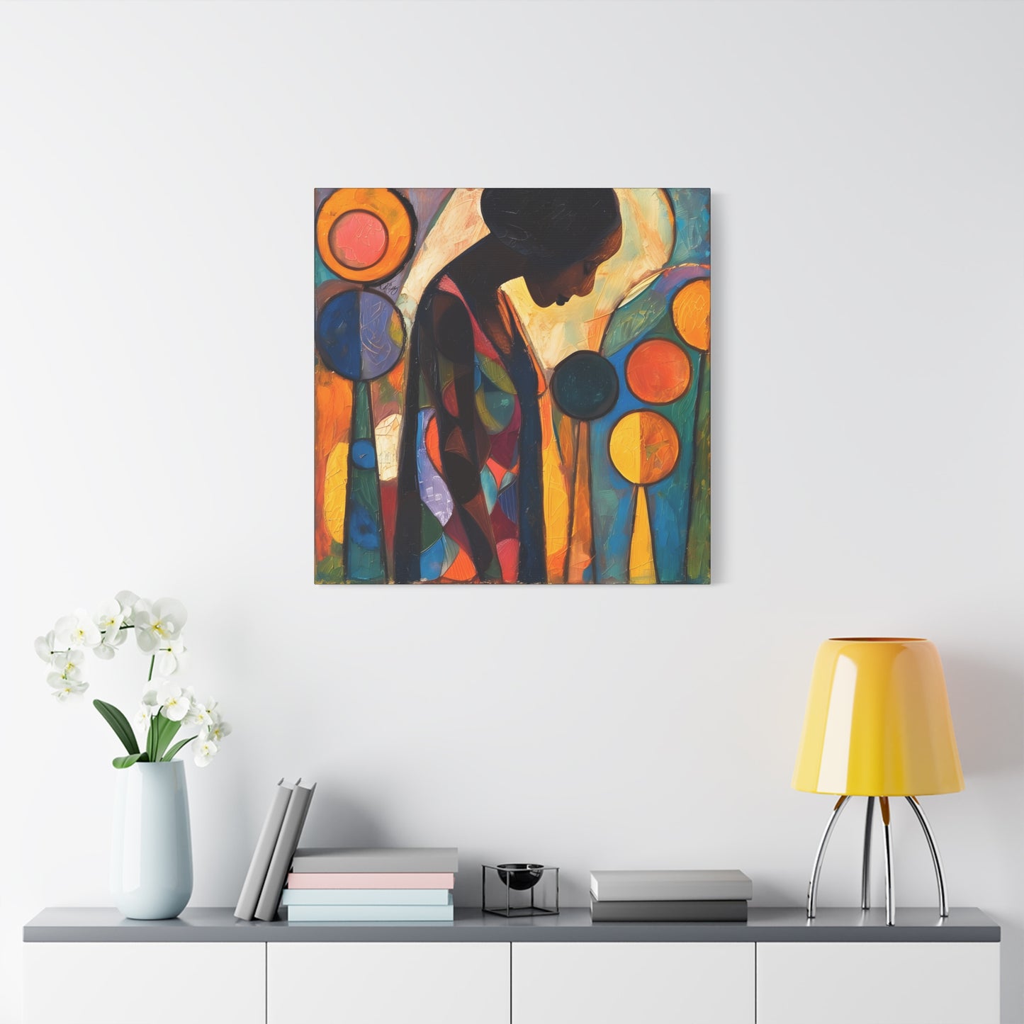At Peace In Abstract Afrocentric Black Woman Abstract Art Canvas Wall Print - Xtreme Shopper