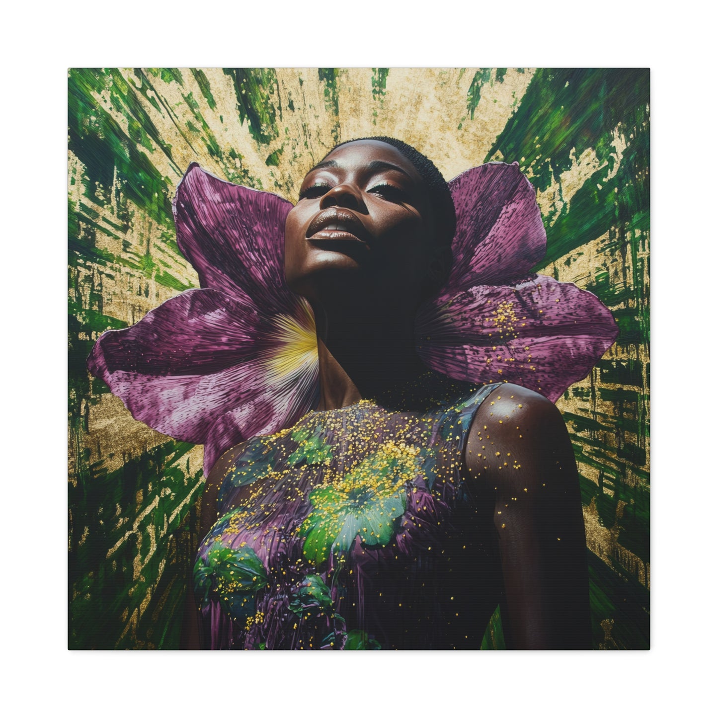 Blooming With Beauty Afrocentric Black Woman Inspirational Spiritual Art Canvas Wall Print