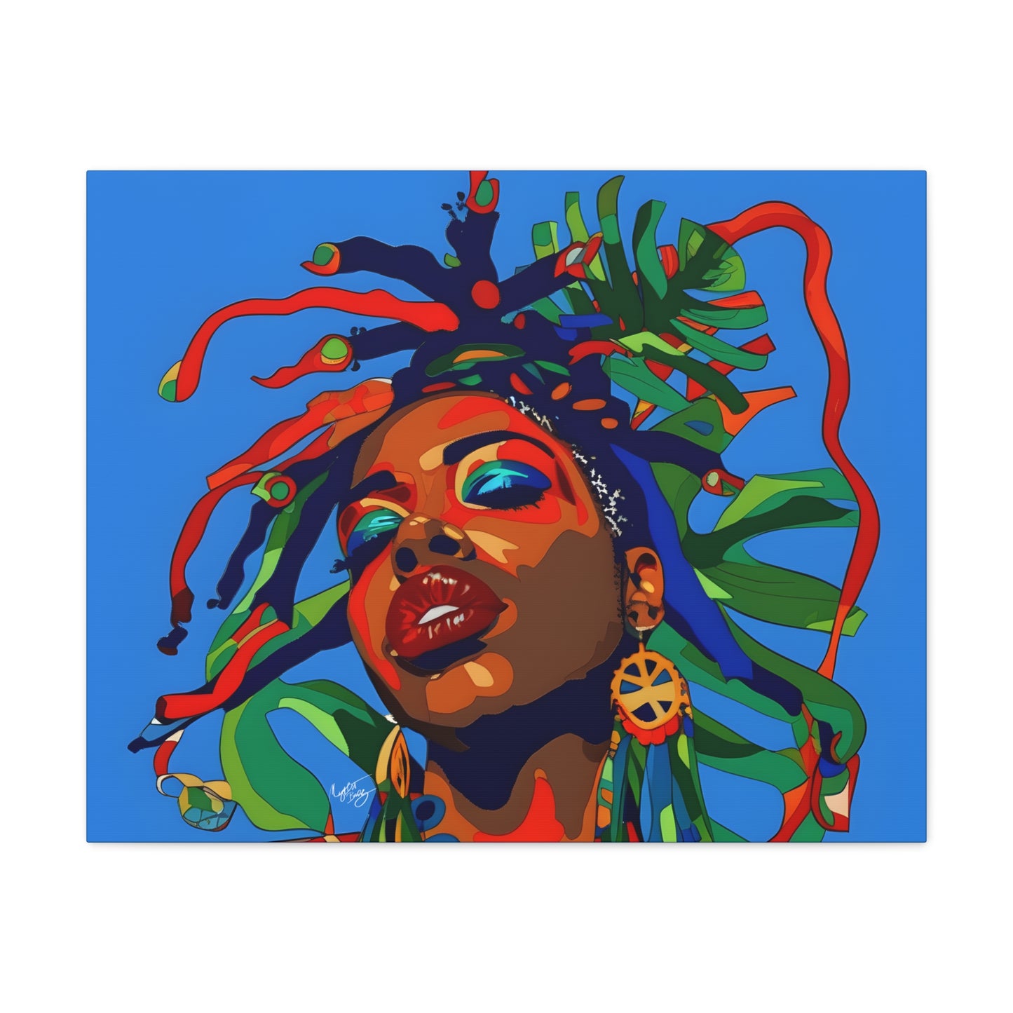 I'm Feeling It Afrocentric Black Woman Abstract Art Canvas Wall Print
