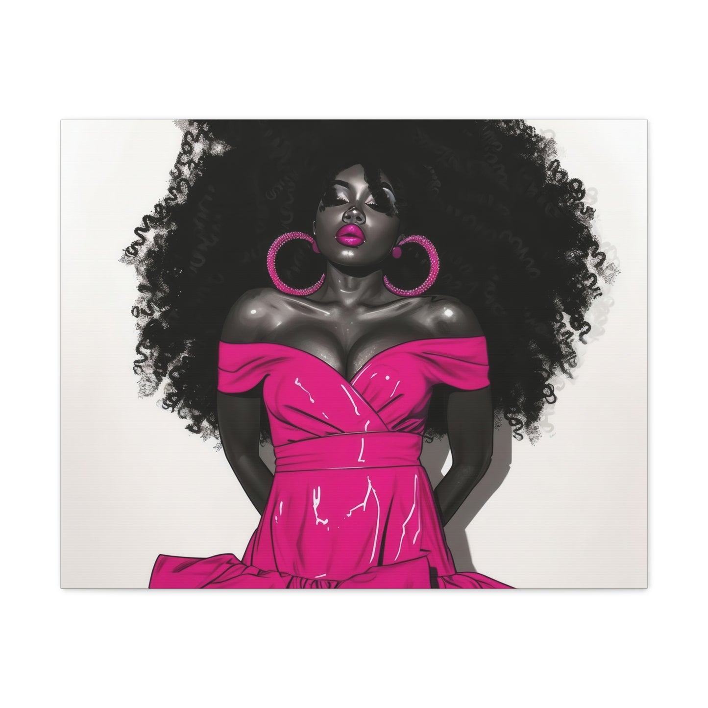 Pink Is My Color Black Woman Art Canvas Wall Print