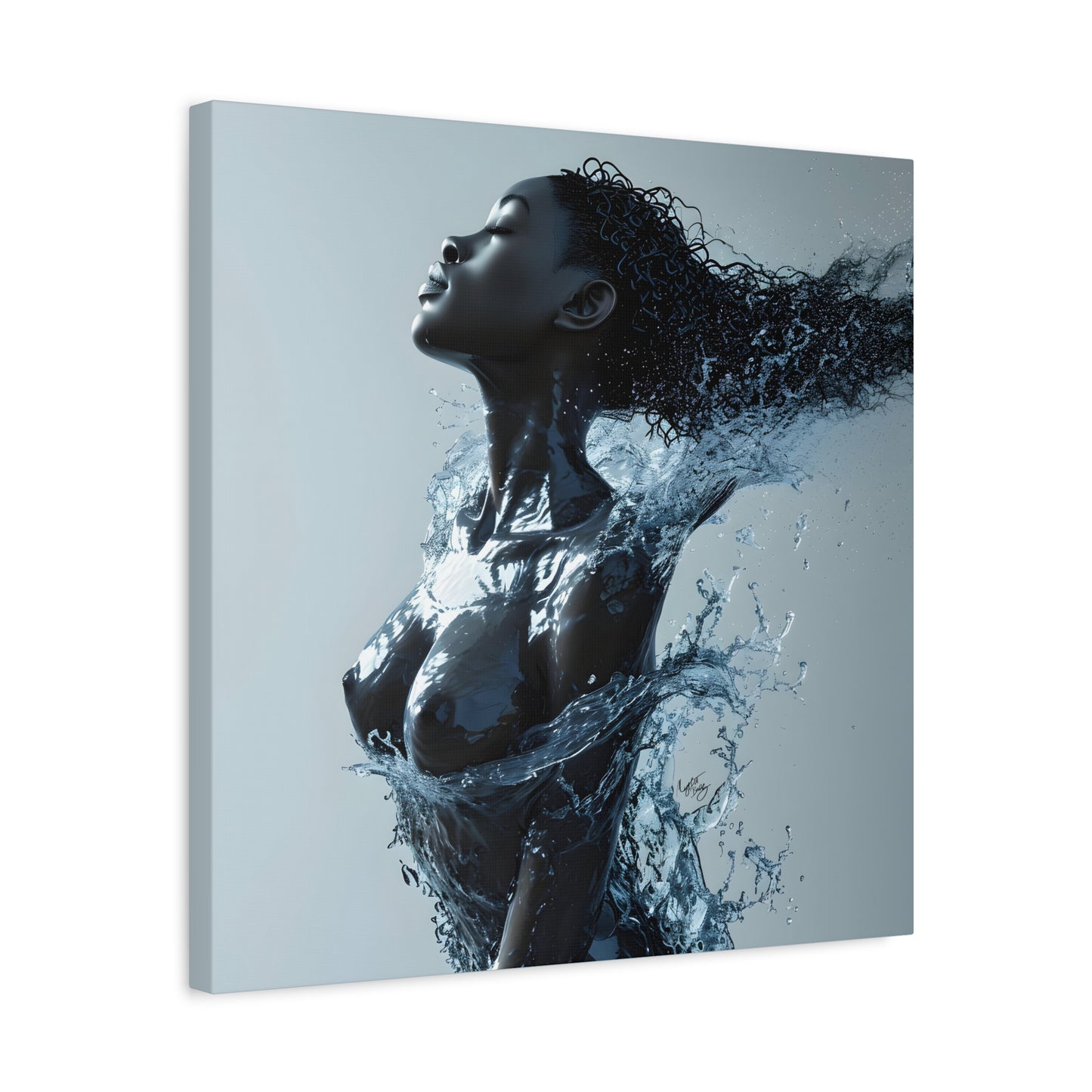 Moisturized and Unbothered Afrocentric Black Woman Art Canvas Wall Print