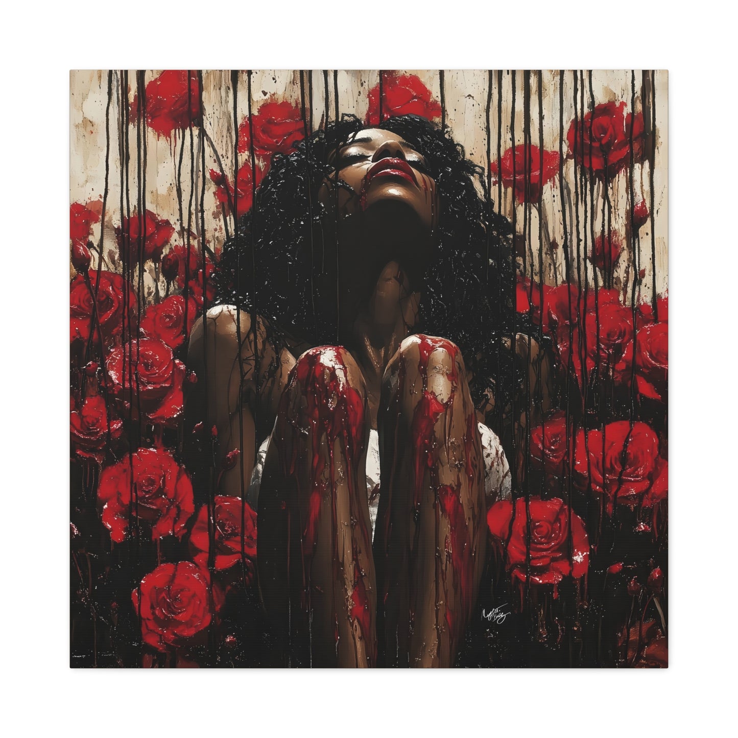 Like A Rose Black Woman Art Canvas Wall Print