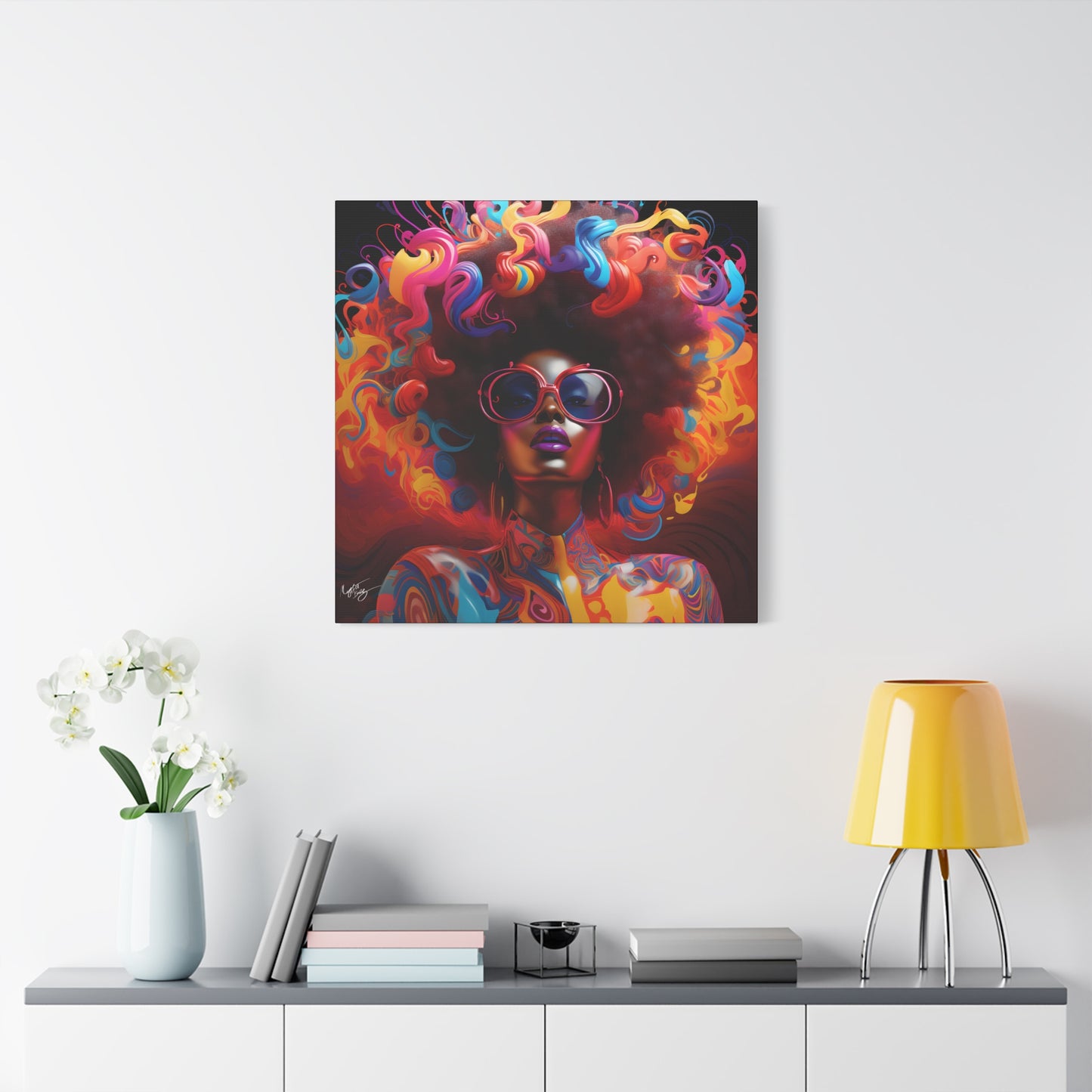Groovy Summer Black Woman Psychedelic Themed Artwork Canvas Wall Print - Xtreme Shopper