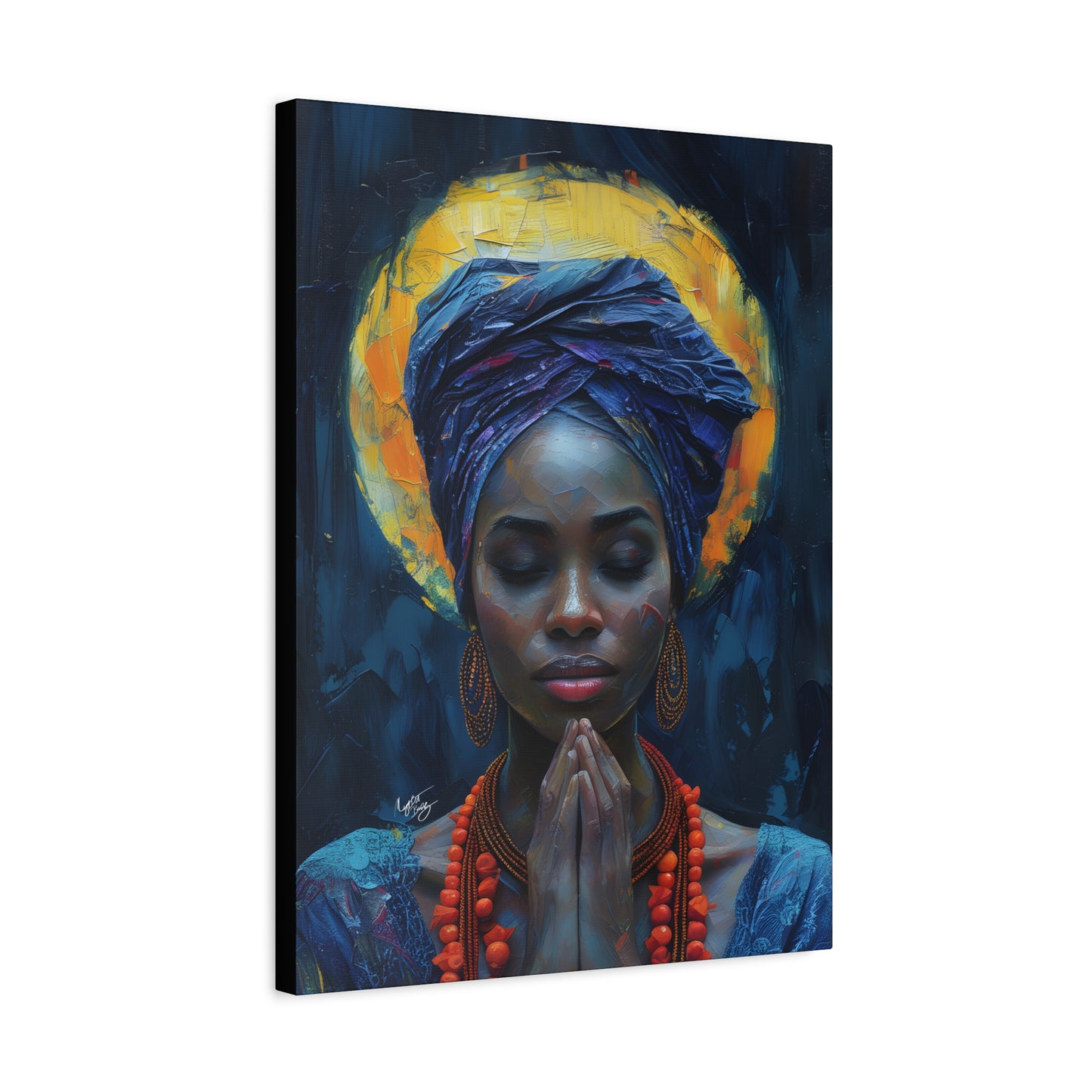Sunset Relaxation Afrocentric Black Woman Spiritual Art Canvas Wall Print