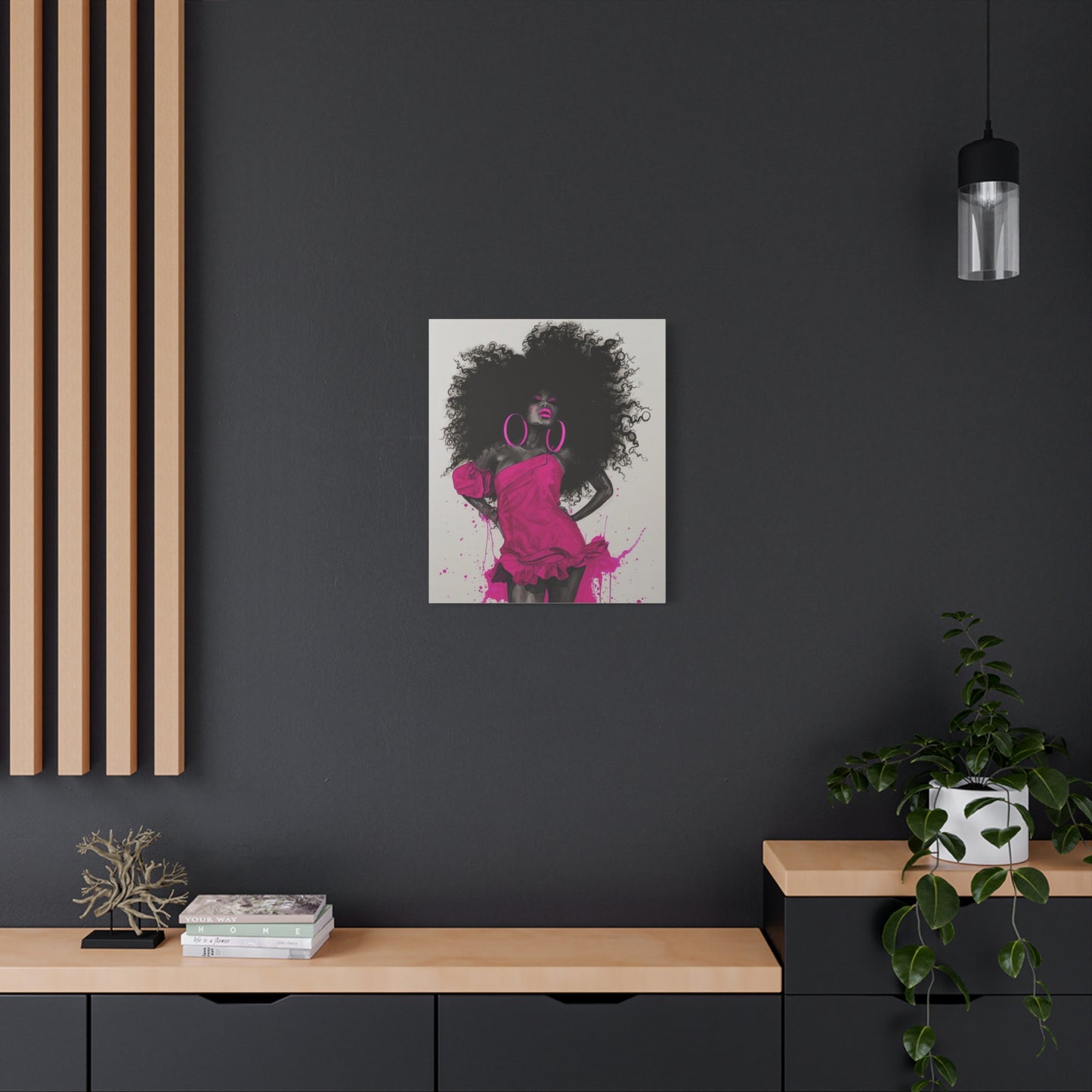 Model Perfect In Pink — Afrocentric Inspirational Black Woman Canvas Wall Art