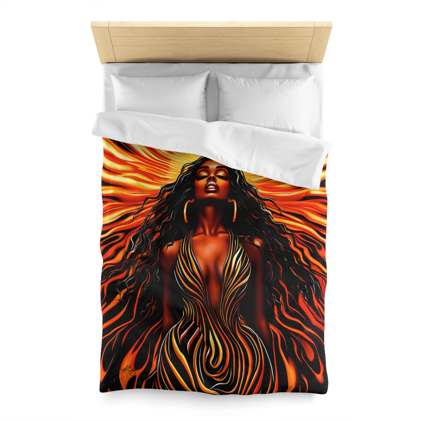 Beautiful Sunrising Black Woman Abstract Art Microfiber Duvet Cover