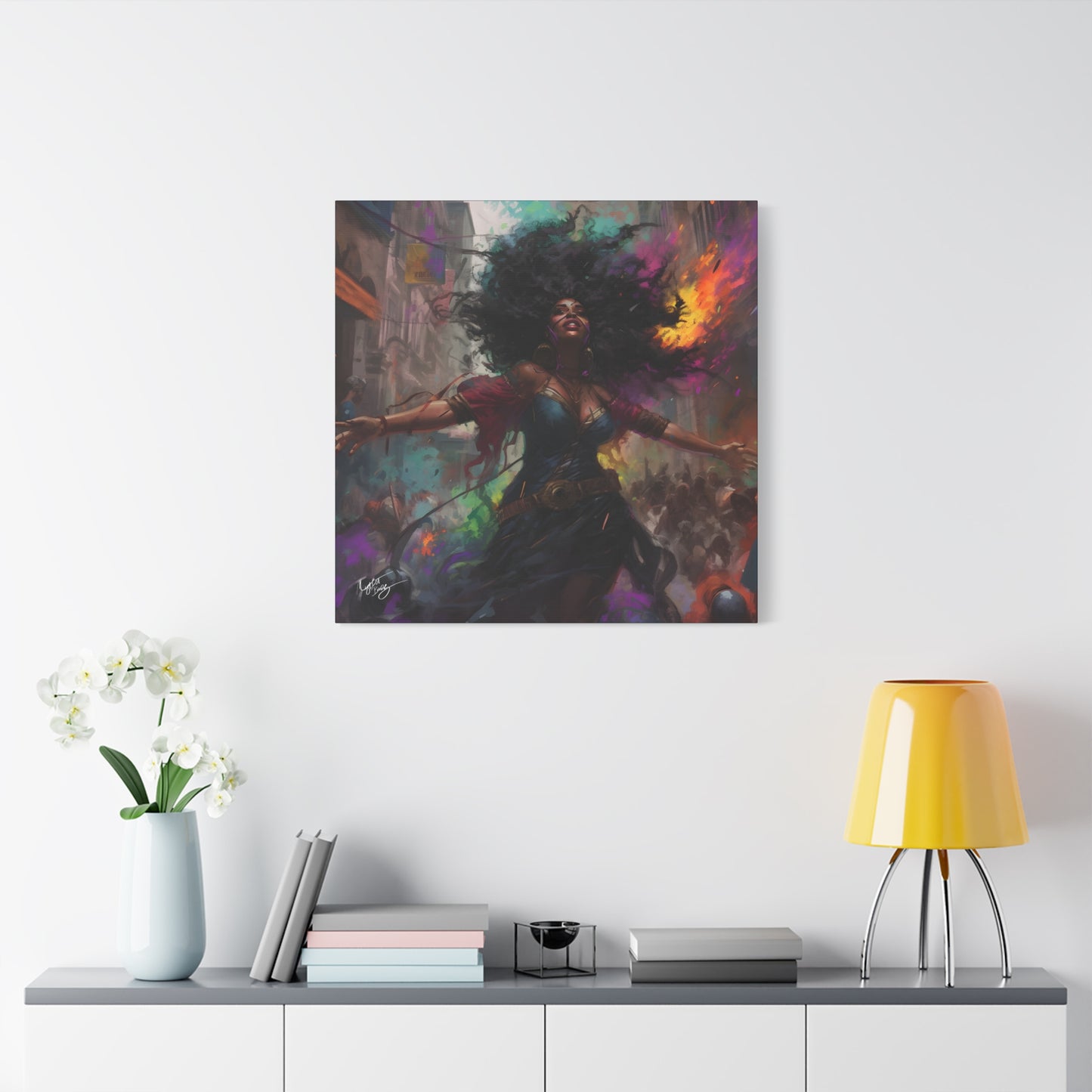 Flee To Freedom Afrocentric Abstract Black Woman Fantasy Alternative History Art Canvas Wall Print