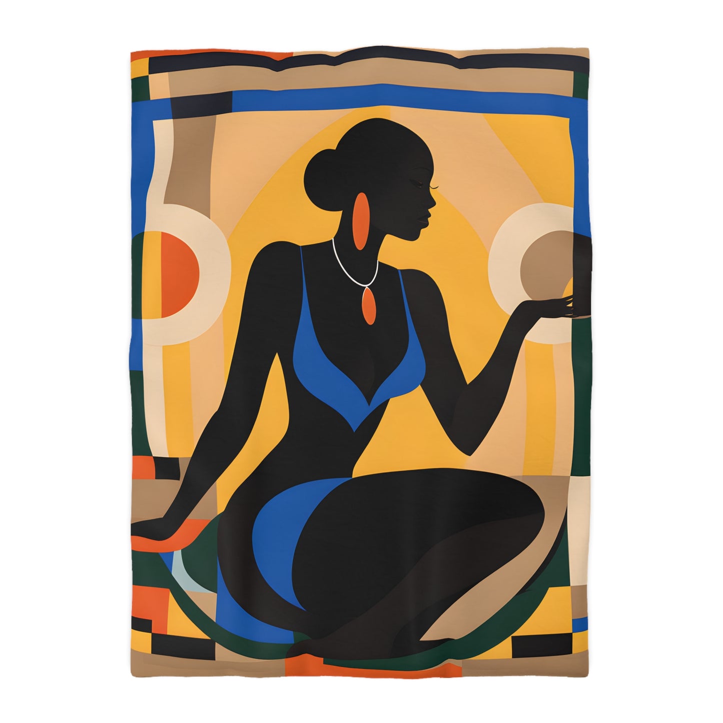 Rising Sun Black Woman Abstract Art Microfiber Duvet Cover