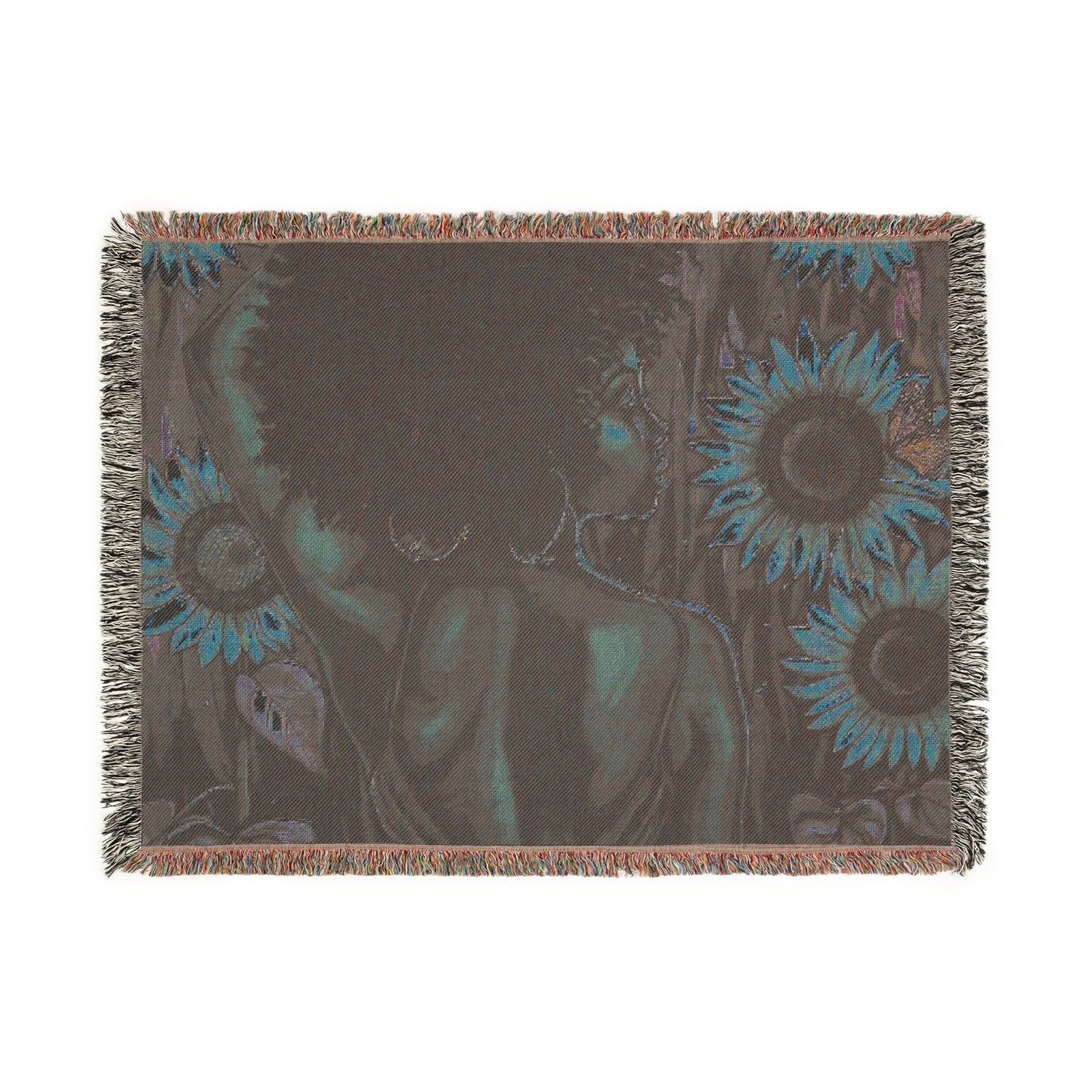 In The Garden Abstract Black Woman Afrocentric Art Woven Throw Blanket - Xtreme Shopper