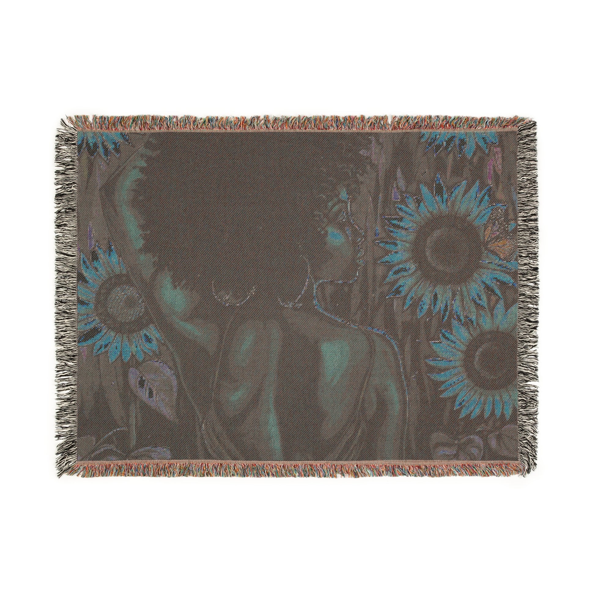 In The Garden Abstract Black Woman Afrocentric Art Woven Throw Blanket - Xtreme Shopper