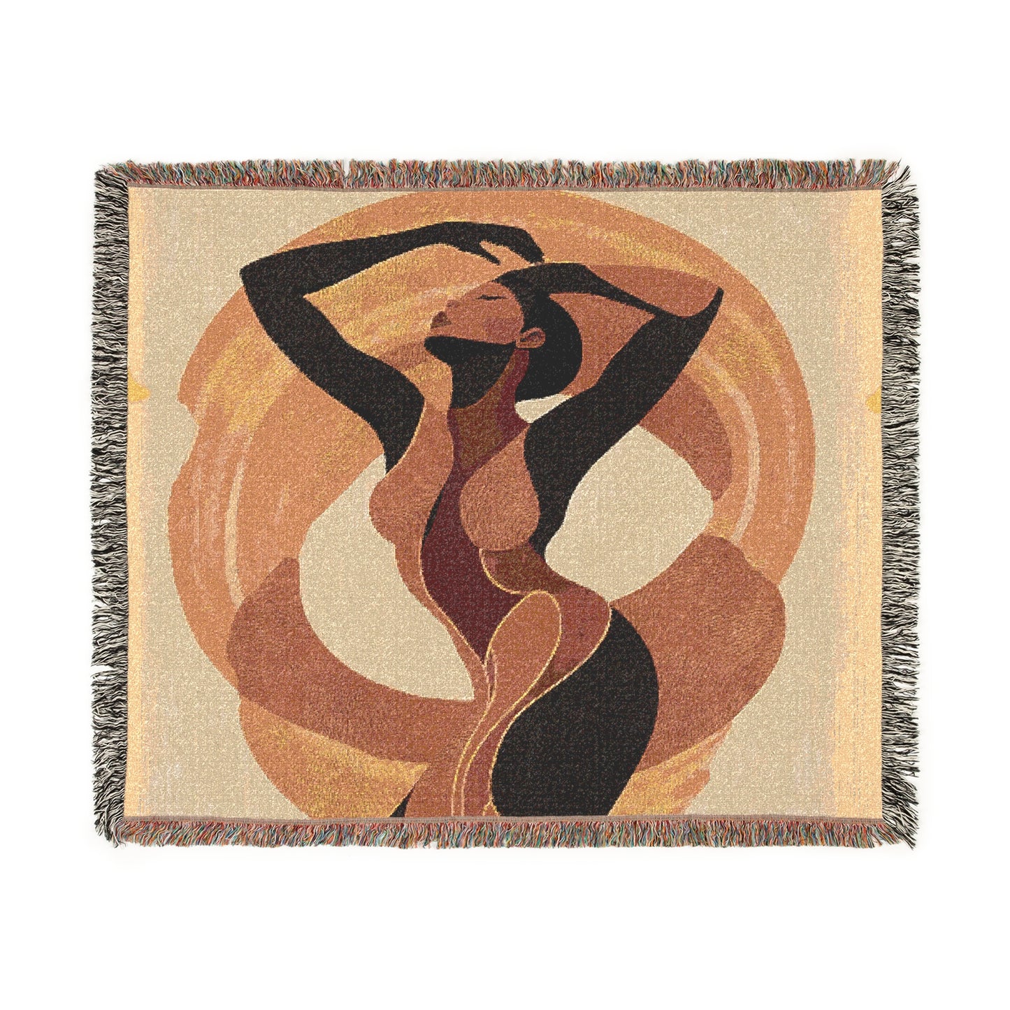 In Sync With The Rhythm Abstract Black Woman Afrocentric Art Woven Throw Blanket - Xtreme Shopper