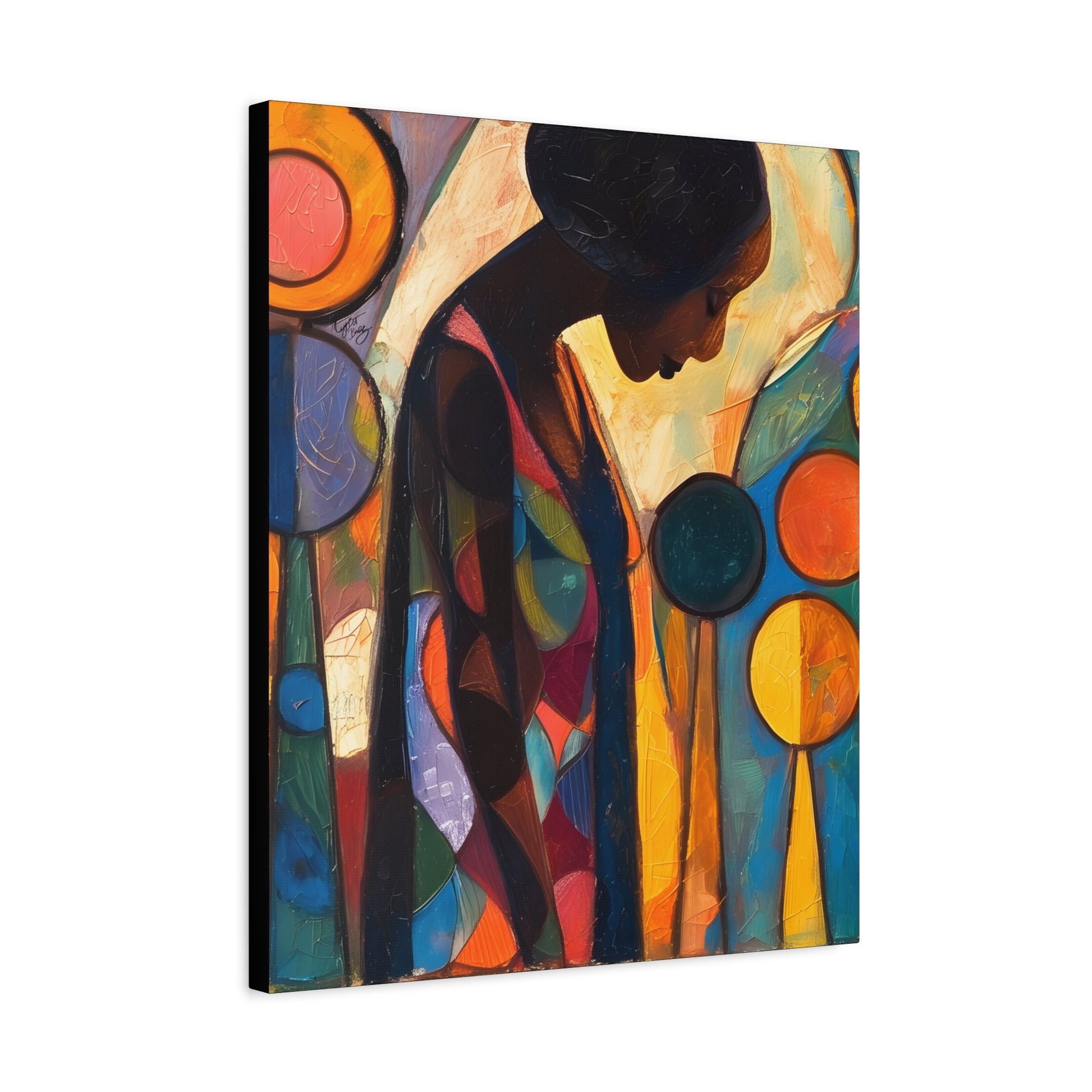 At Peace In Abstract Afrocentric Black Woman Abstract Art Canvas Wall Print - Xtreme Shopper