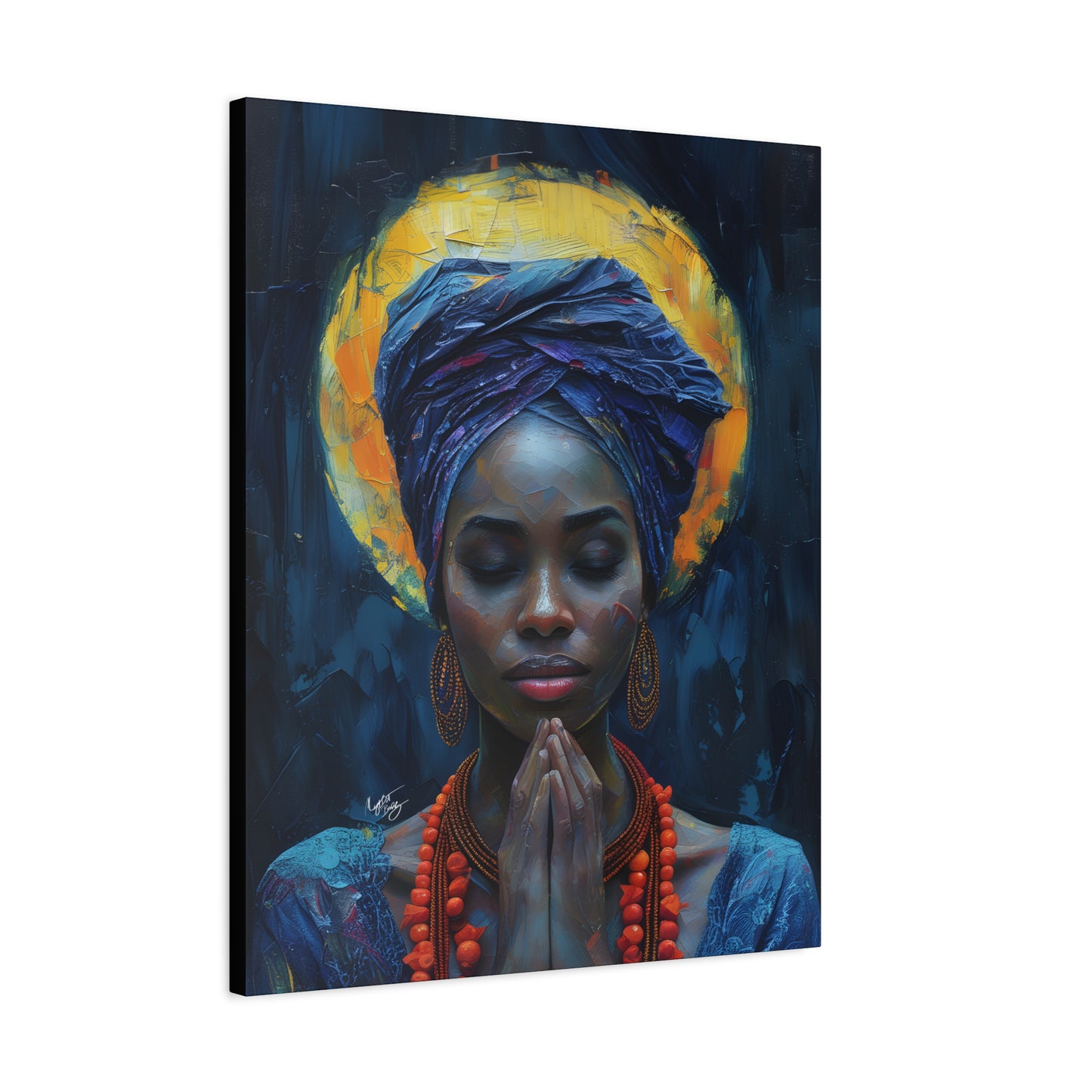 Sunset Relaxation Afrocentric Black Woman Spiritual Art Canvas Wall Print