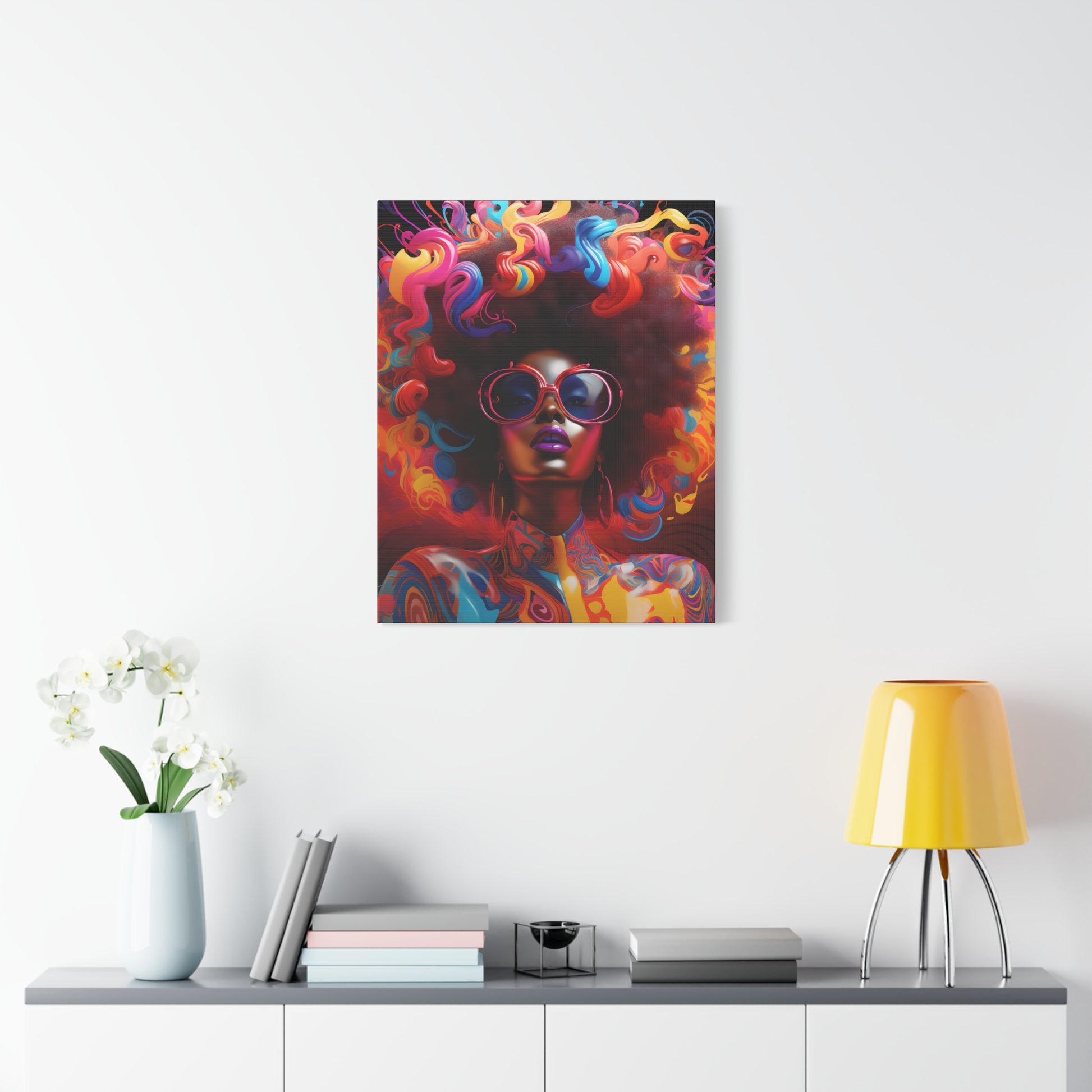 Groovy Summer Black Woman Psychedelic Themed Artwork Canvas Wall Print - Xtreme Shopper