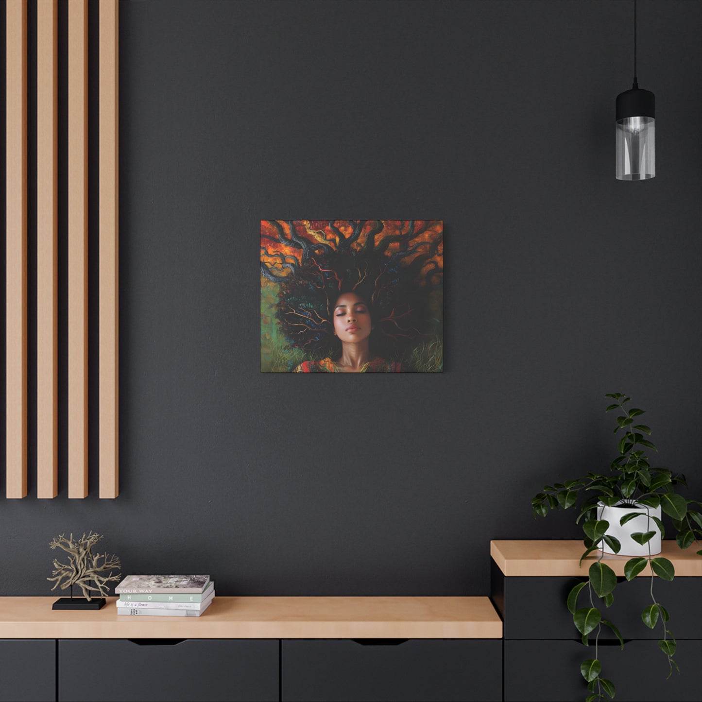 Rooted In My Mind Afrocentric Black Woman Inspirational Spiritual Art Canvas Wall Print - Xtreme Shopper