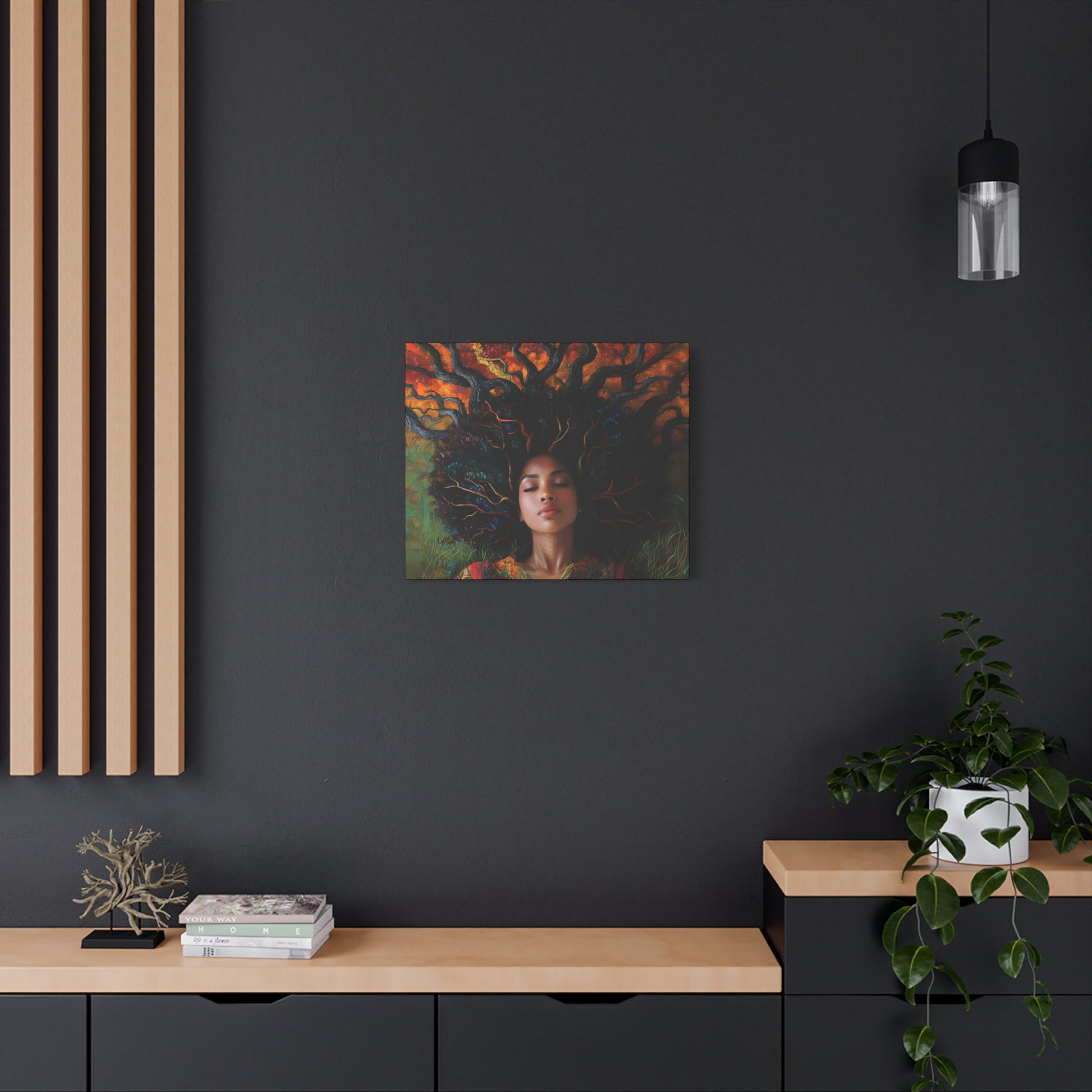 Rooted In My Mind Afrocentric Black Woman Inspirational Spiritual Art Canvas Wall Print - Xtreme Shopper