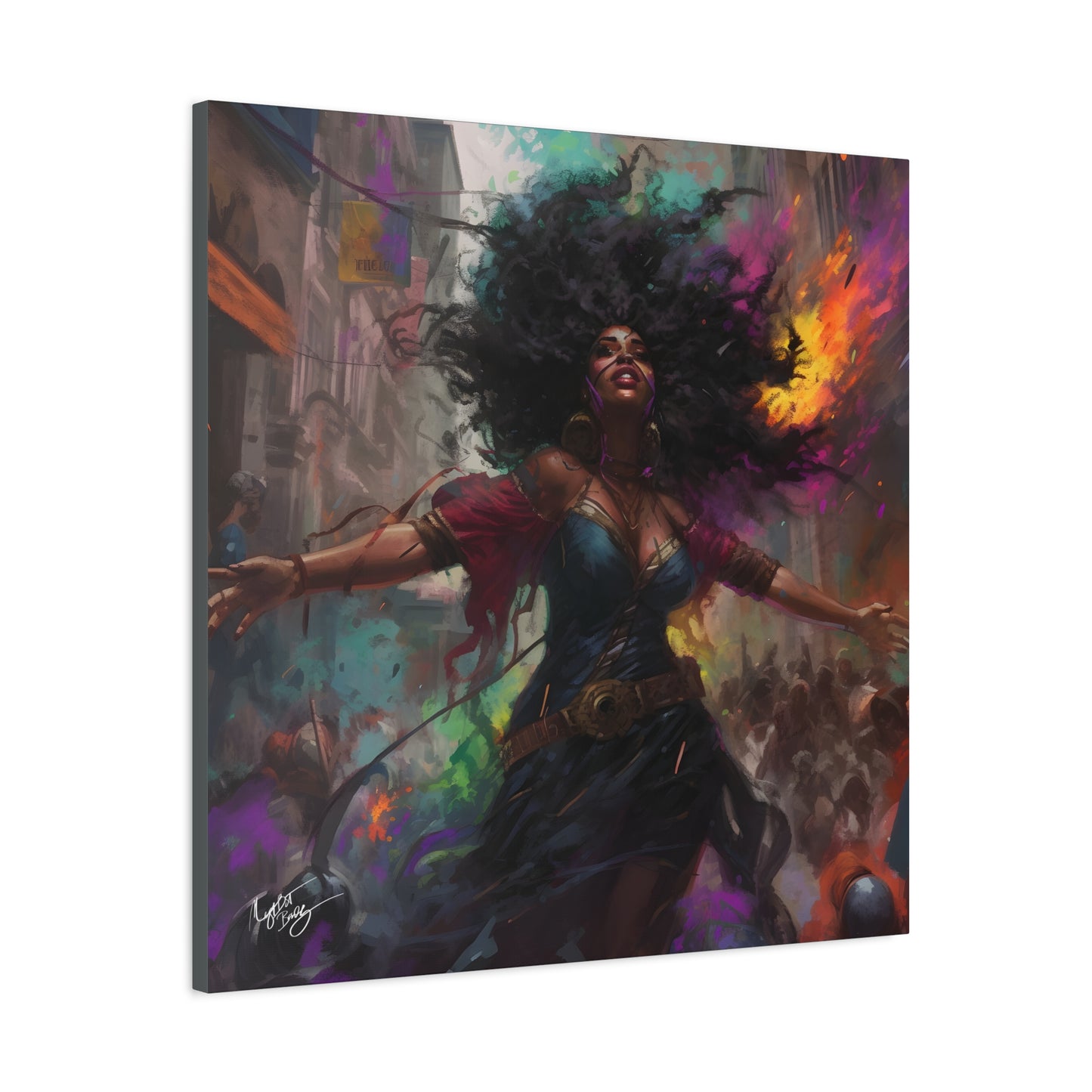 Flee To Freedom Afrocentric Abstract Black Woman Fantasy Alternative History Art Canvas Wall Print