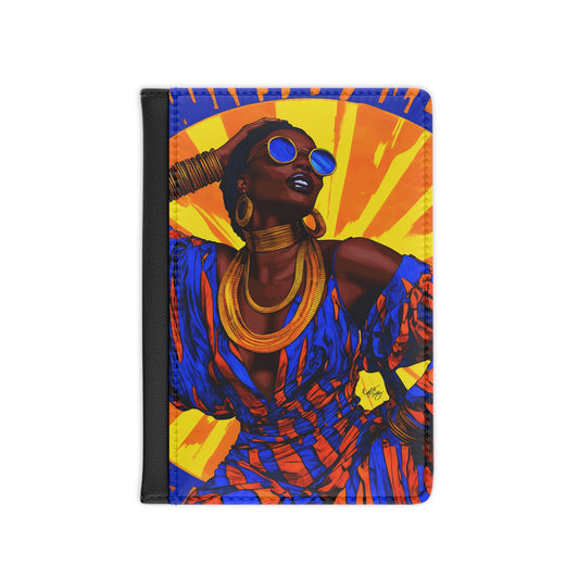 Vacation Vibing Vegan Leather Black Art RFID Blocking Passport Cover