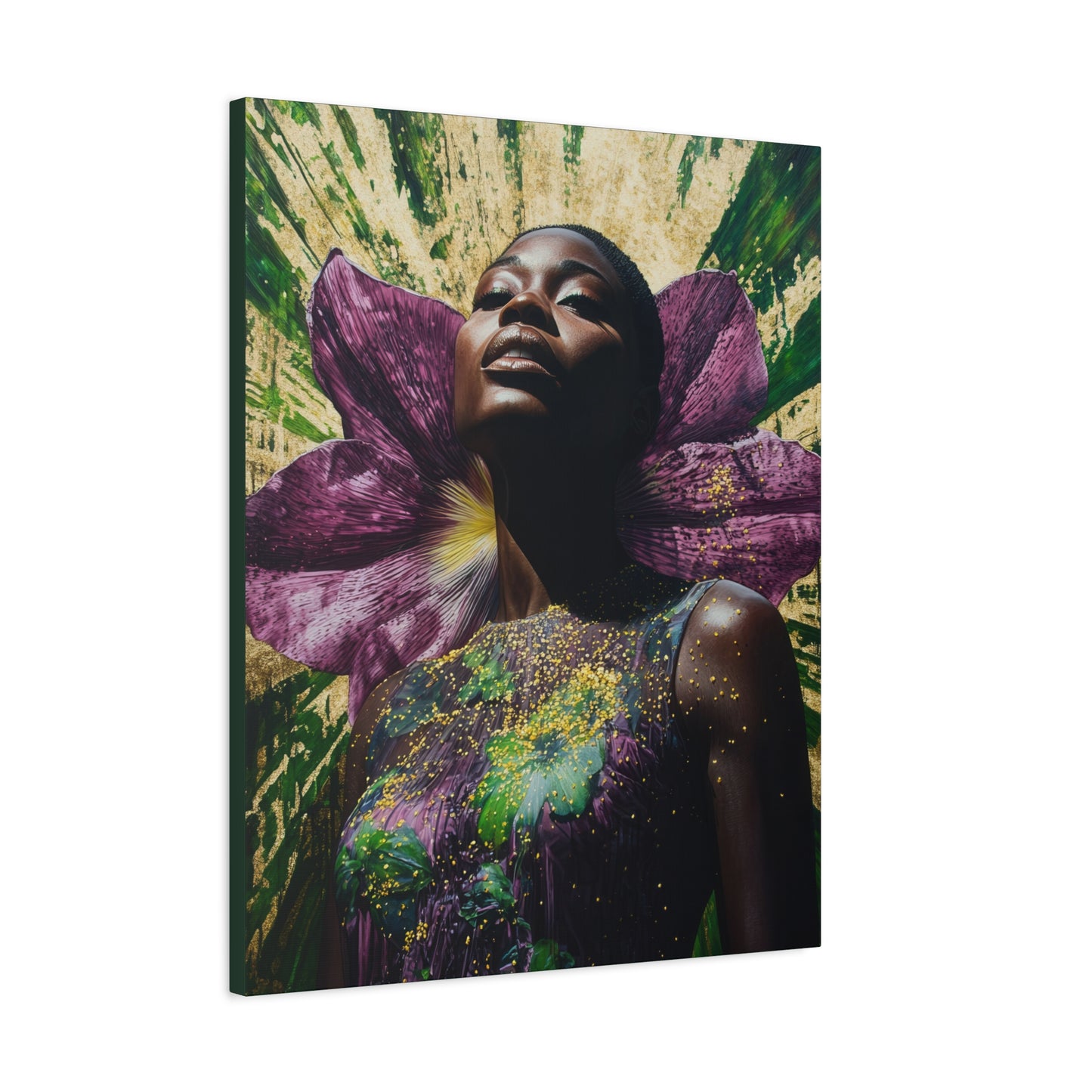 Blooming With Beauty Afrocentric Black Woman Inspirational Spiritual Art Canvas Wall Print