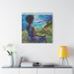 There's Peace By The Sea Afrocentric Black Woman Art Canvas Wall Print