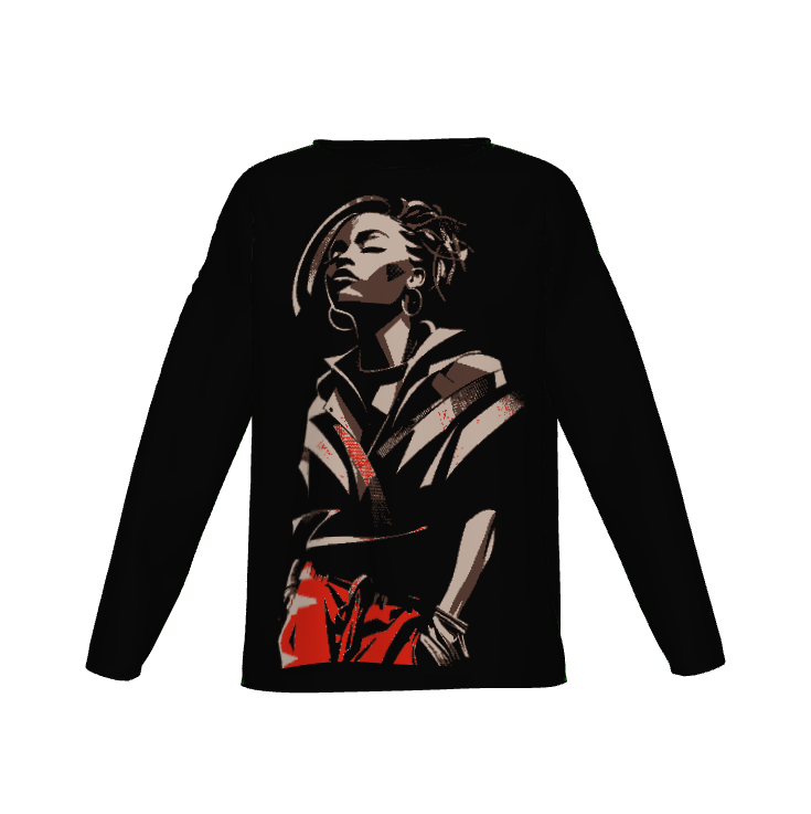 Just Chillin' Afrocentric Black Woman Art Crewneck Tunic Sweater