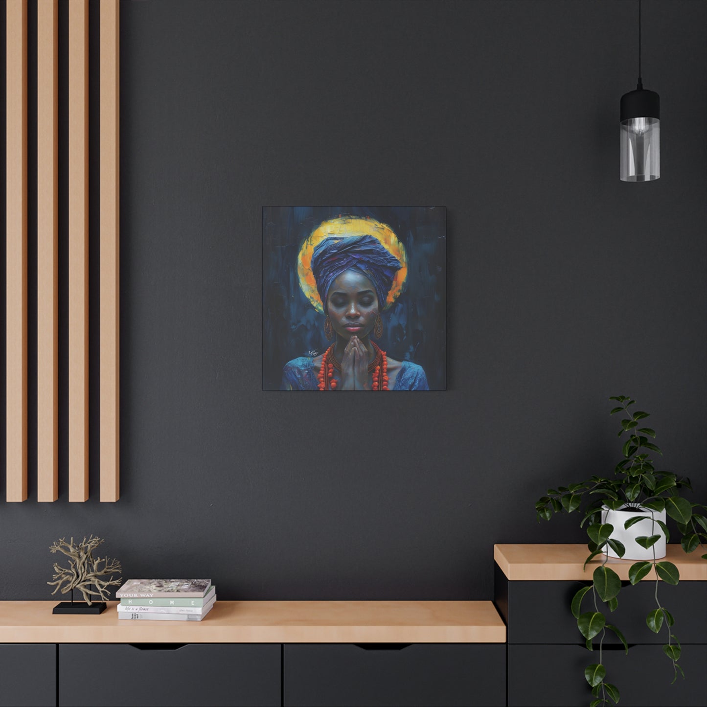 Sunset Relaxation Afrocentric Black Woman Spiritual Art Canvas Wall Print