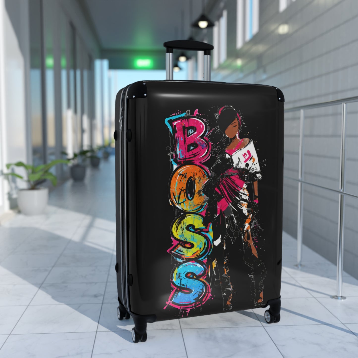 Boss Chick Black Woman Art Hardshell Hardside Lockable Spinner Suitcase Luggage