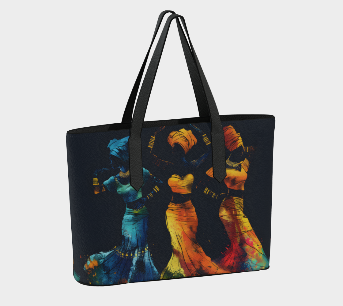 The Dancers Black Woman Art Vegan Leather Tote Bag