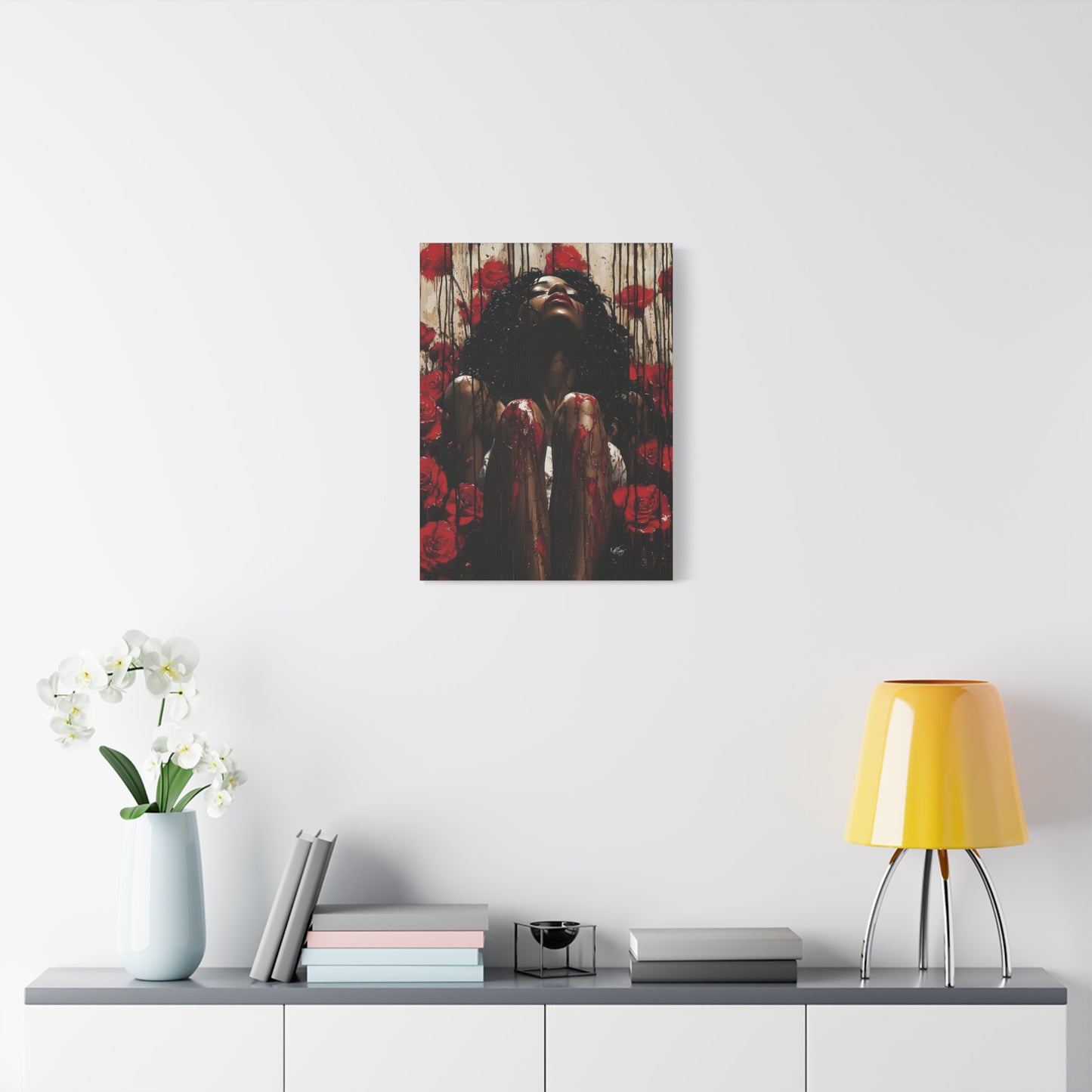 Like A Rose Black Woman Art Canvas Wall Print