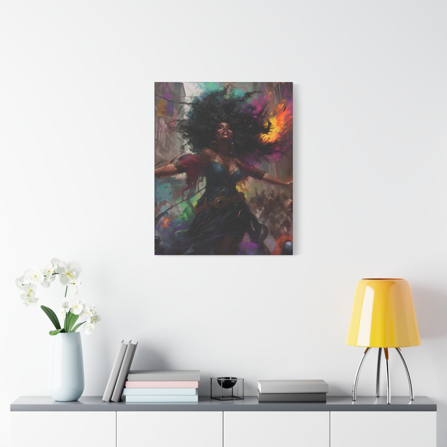 Flee To Freedom Afrocentric Abstract Black Woman Fantasy Alternative History Art Canvas Wall Print