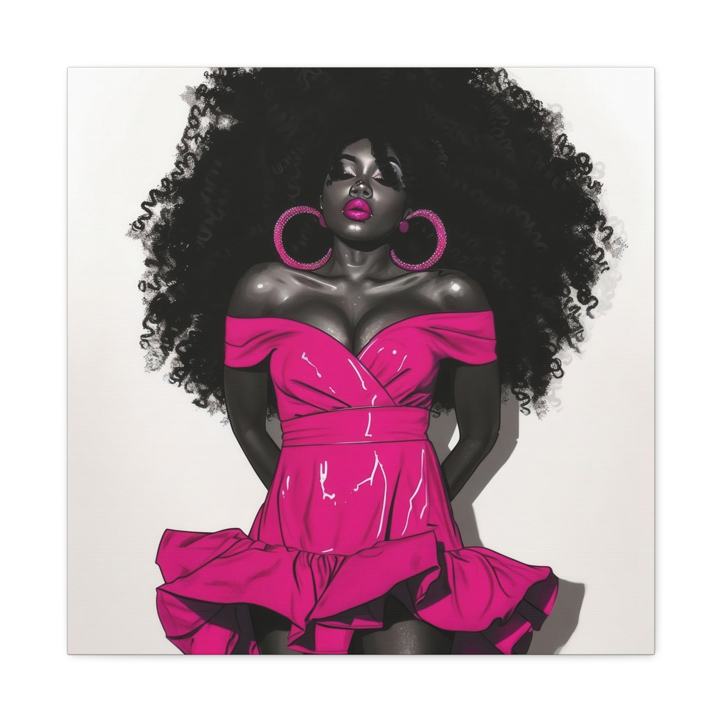 Pink Is My Color Black Woman Art Canvas Wall Print