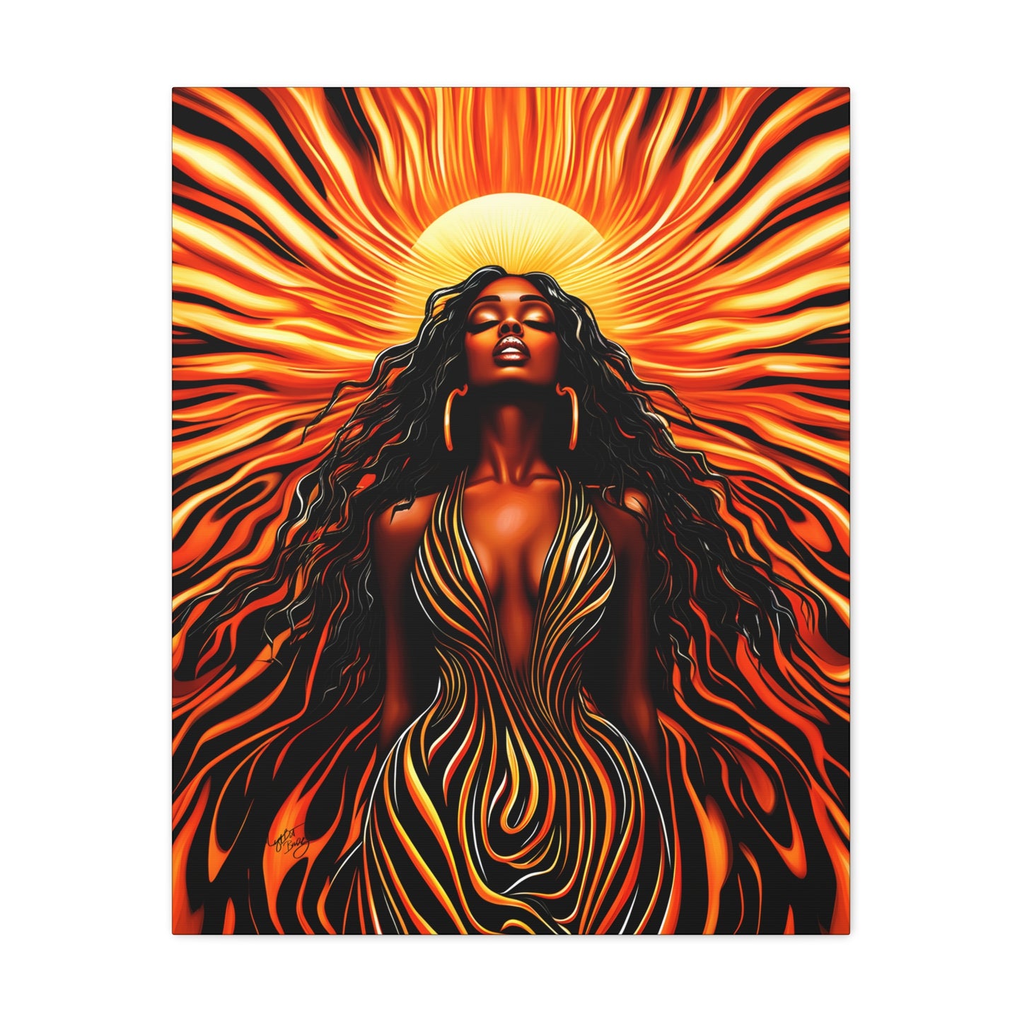 Sunkissed Afrocentric Black Woman Abstract Art Canvas Wall Print