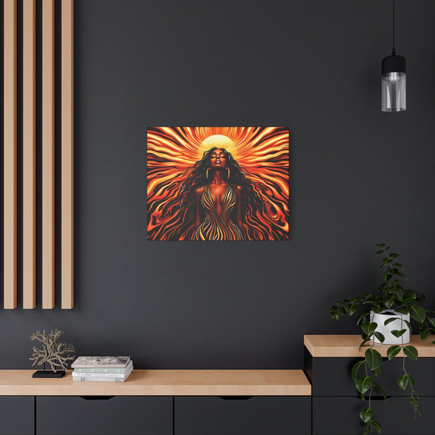 Sunkissed Afrocentric Black Woman Abstract Art Canvas Wall Print