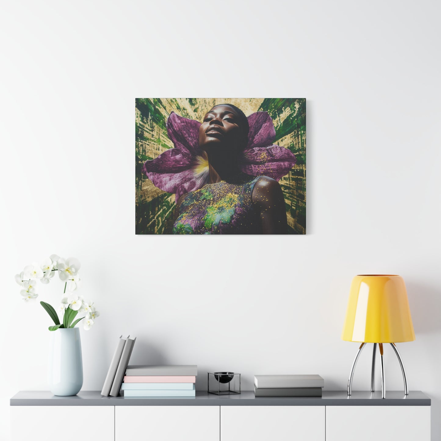 Blooming With Beauty Afrocentric Black Woman Inspirational Spiritual Art Canvas Wall Print