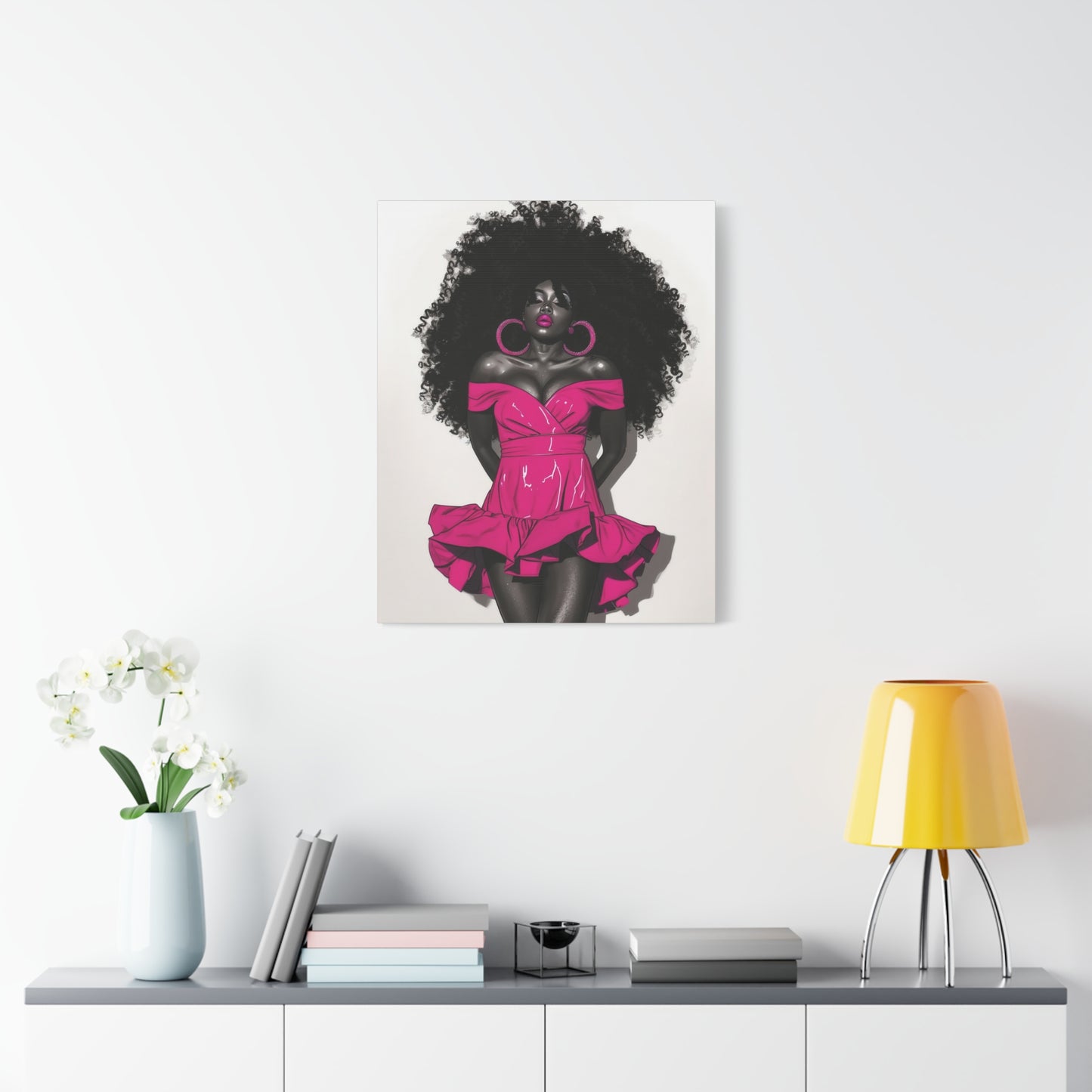 Pink Is My Color Black Woman Art Canvas Wall Print