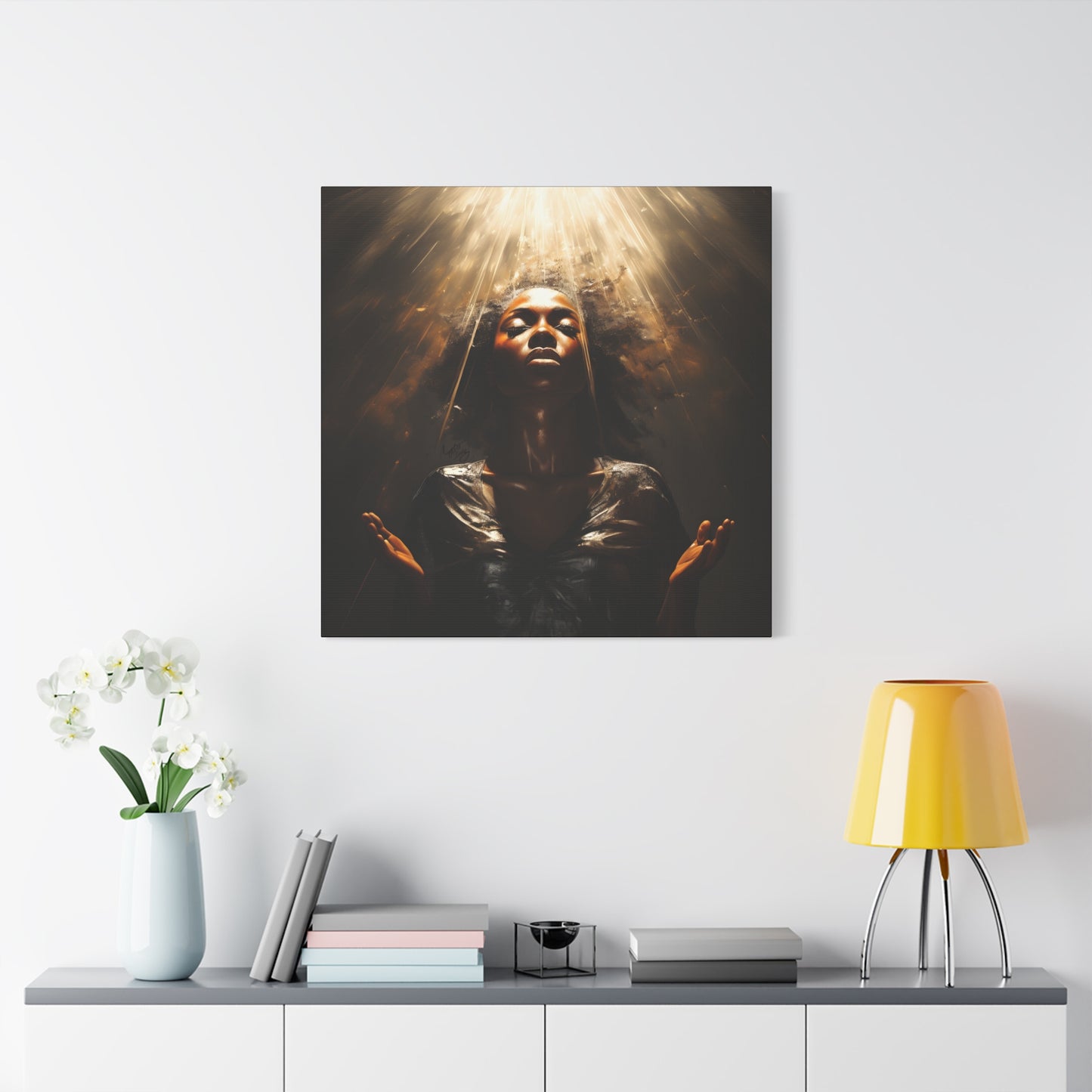 Give Me Strength Afrocentric Black Woman Inspirational Spiritual Art Canvas Wall Print