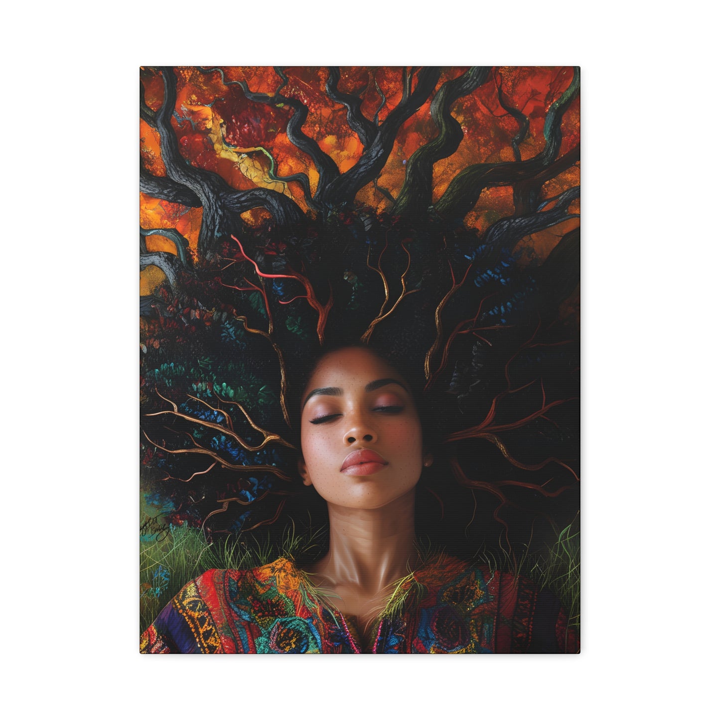 Rooted In My Mind Afrocentric Black Woman Inspirational Spiritual Art Canvas Wall Print - Xtreme Shopper