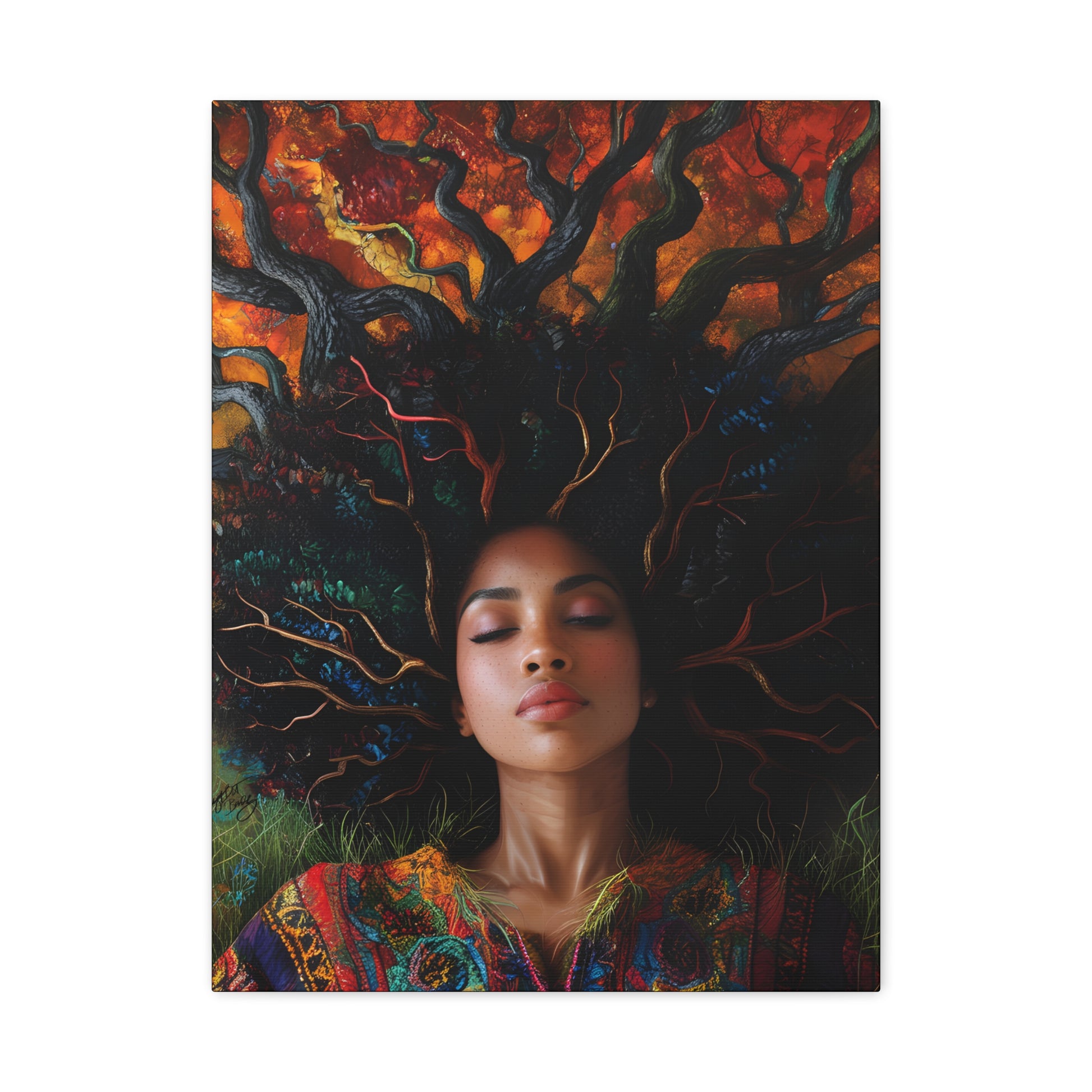 Rooted In My Mind Afrocentric Black Woman Inspirational Spiritual Art Canvas Wall Print - Xtreme Shopper