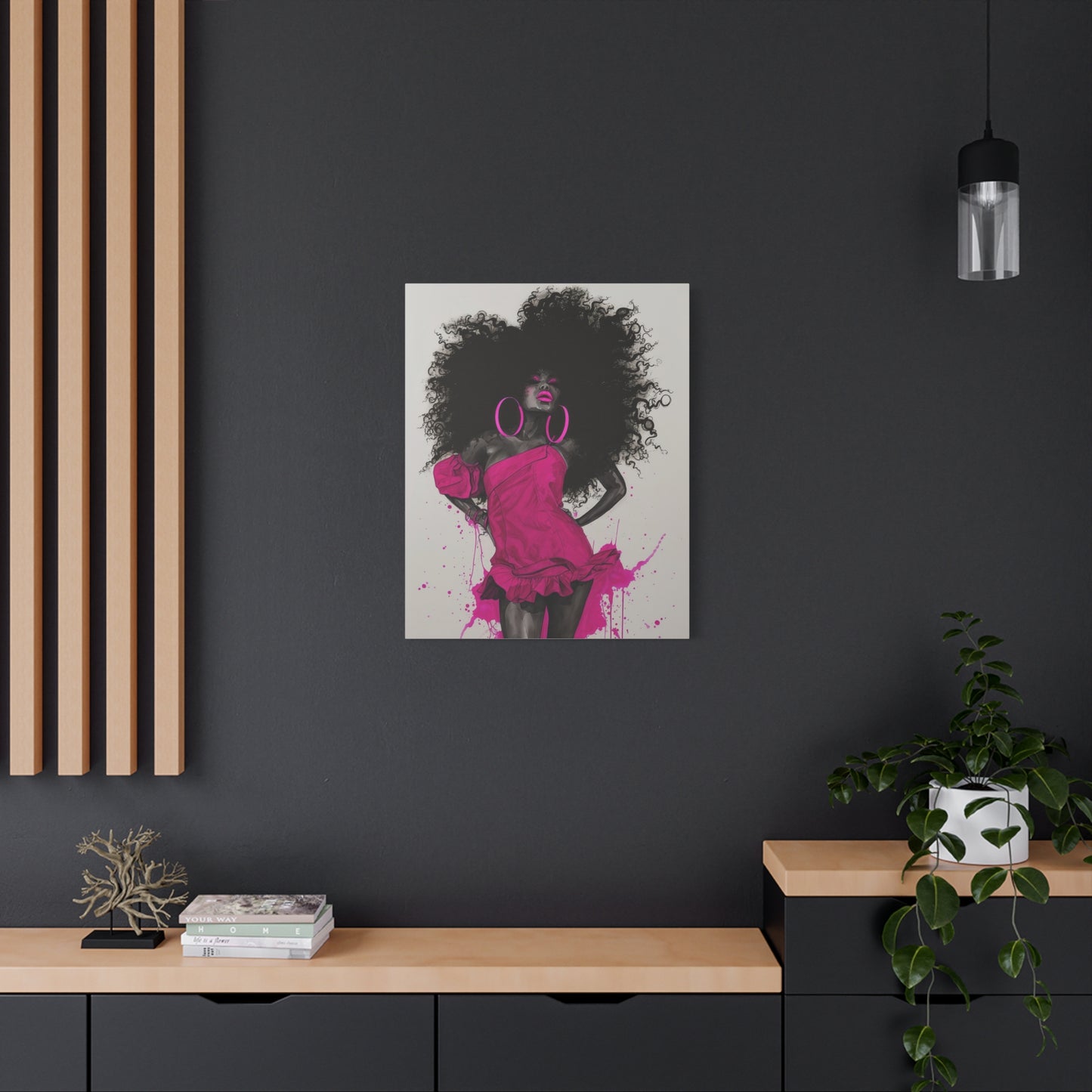 Model Perfect In Pink — Afrocentric Inspirational Black Woman Canvas Wall Art