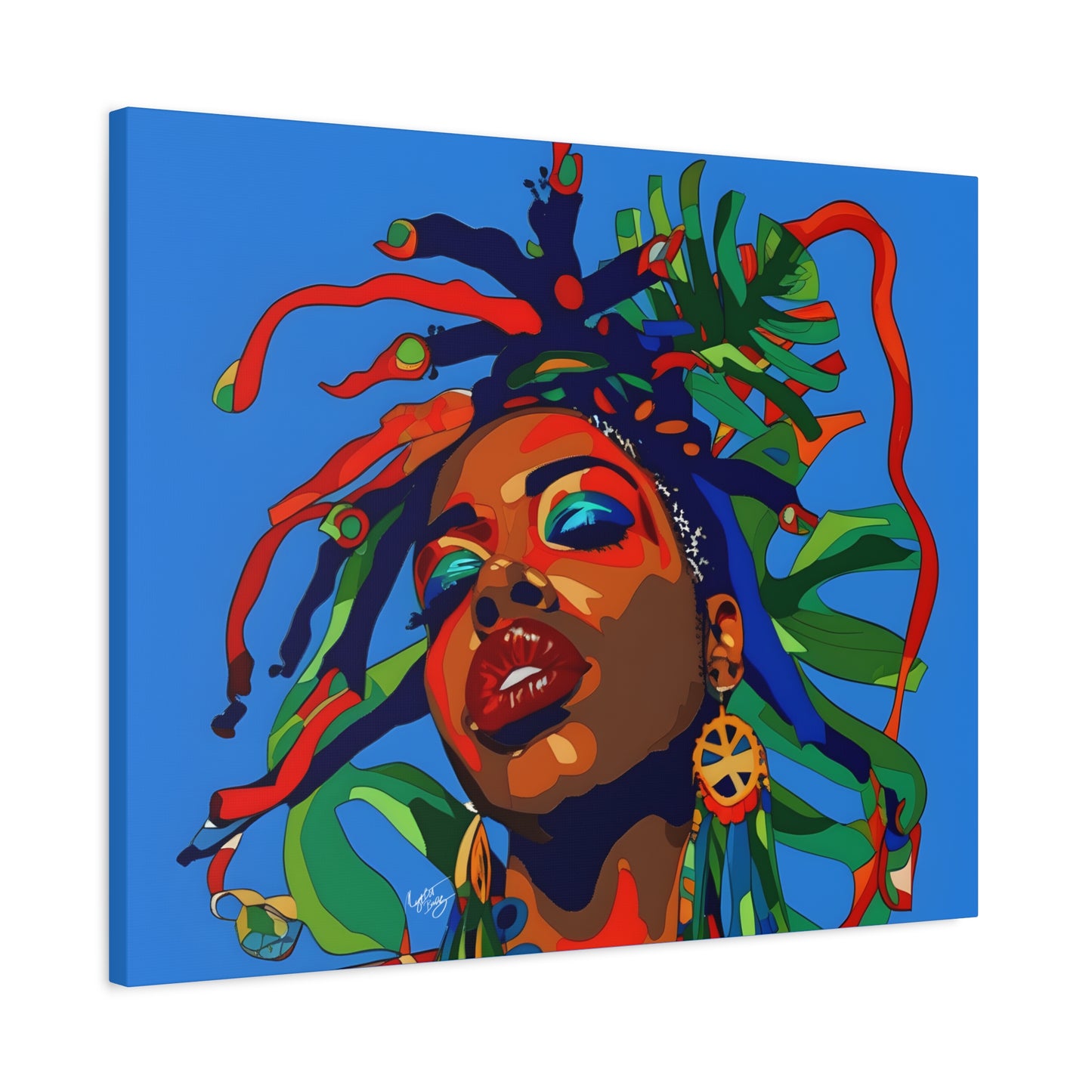 I'm Feeling It Afrocentric Black Woman Abstract Art Canvas Wall Print