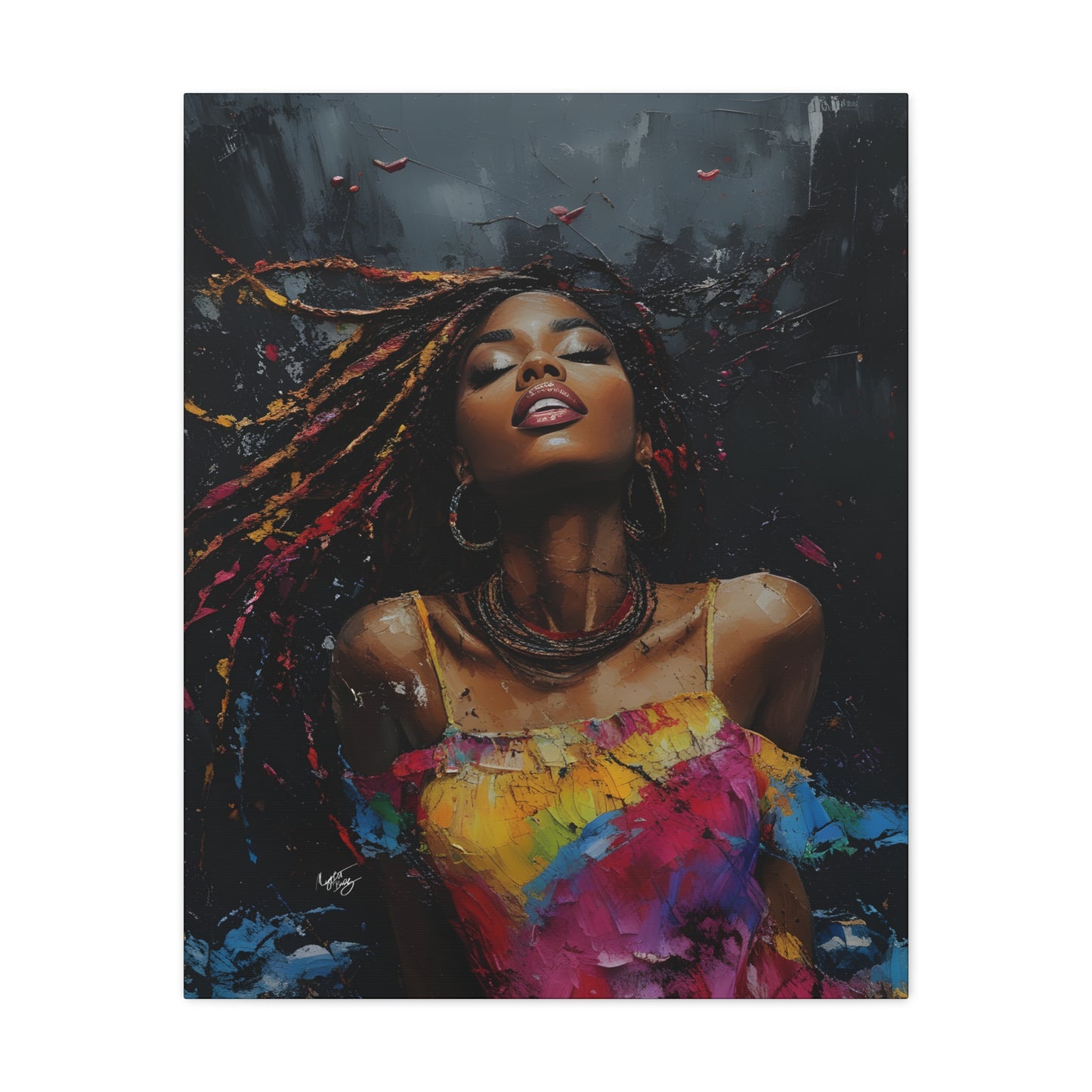 Euphoria Afrocentric Black Woman Abstract Art Canvas Wall Print