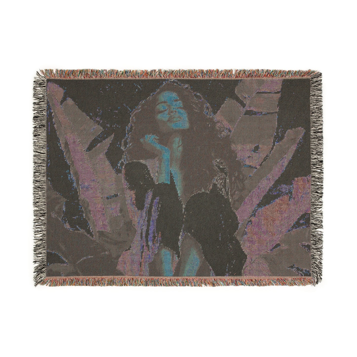 So Blessed and Relaxed Black Woman Afrocentric Art Woven Throw Blanket