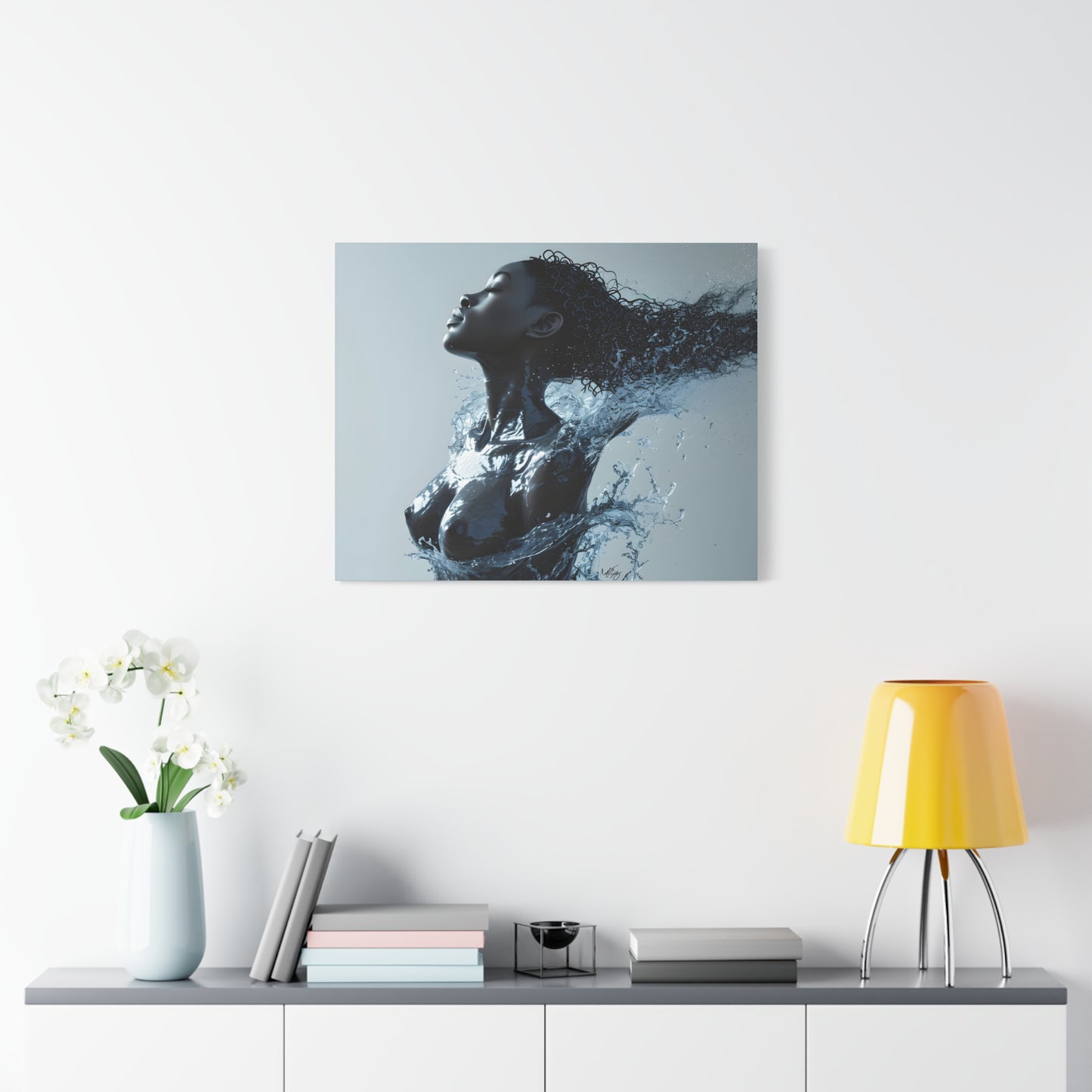 Moisturized and Unbothered Afrocentric Black Woman Art Canvas Wall Print